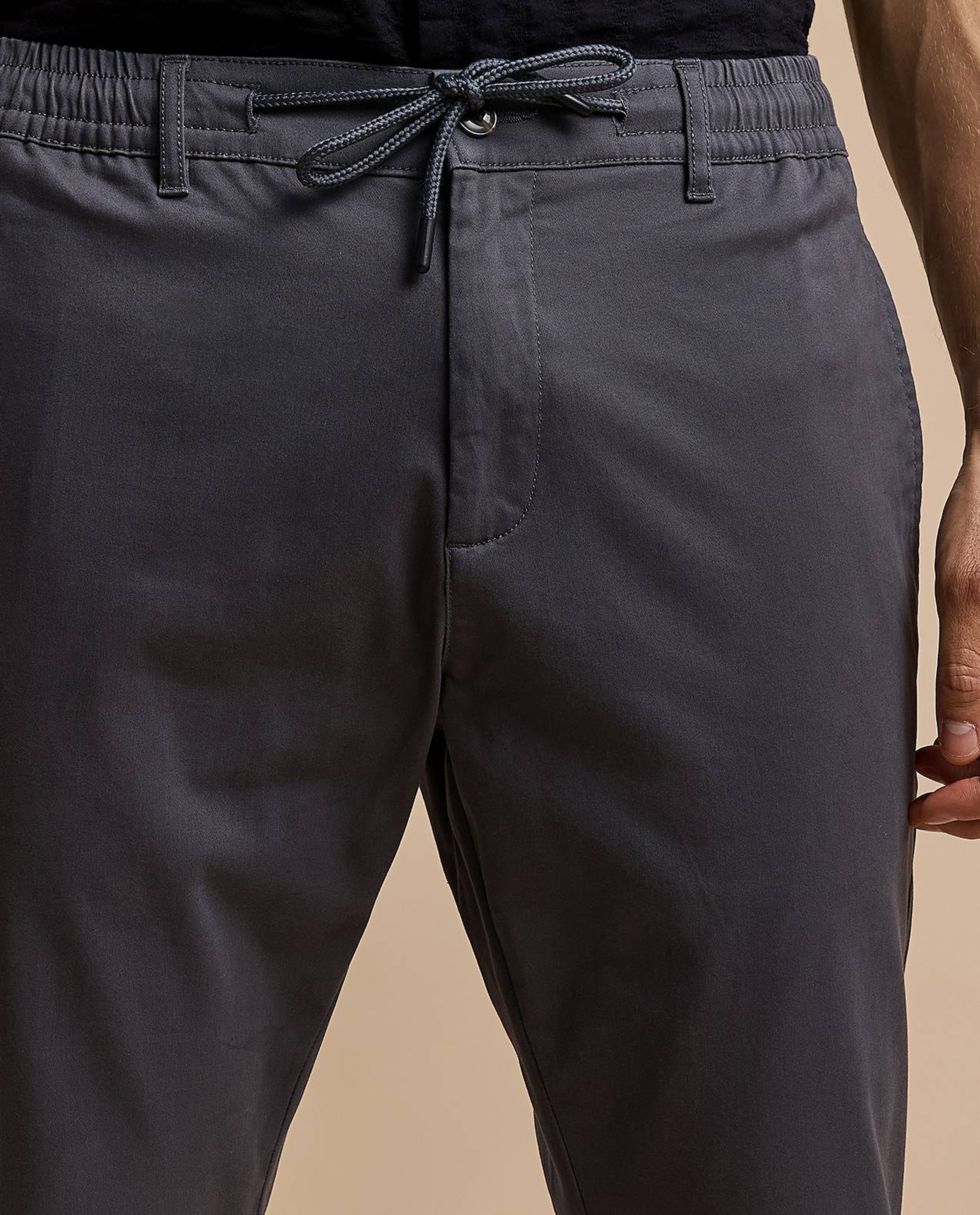 Solid Jogger Pants with Drawstring Waist