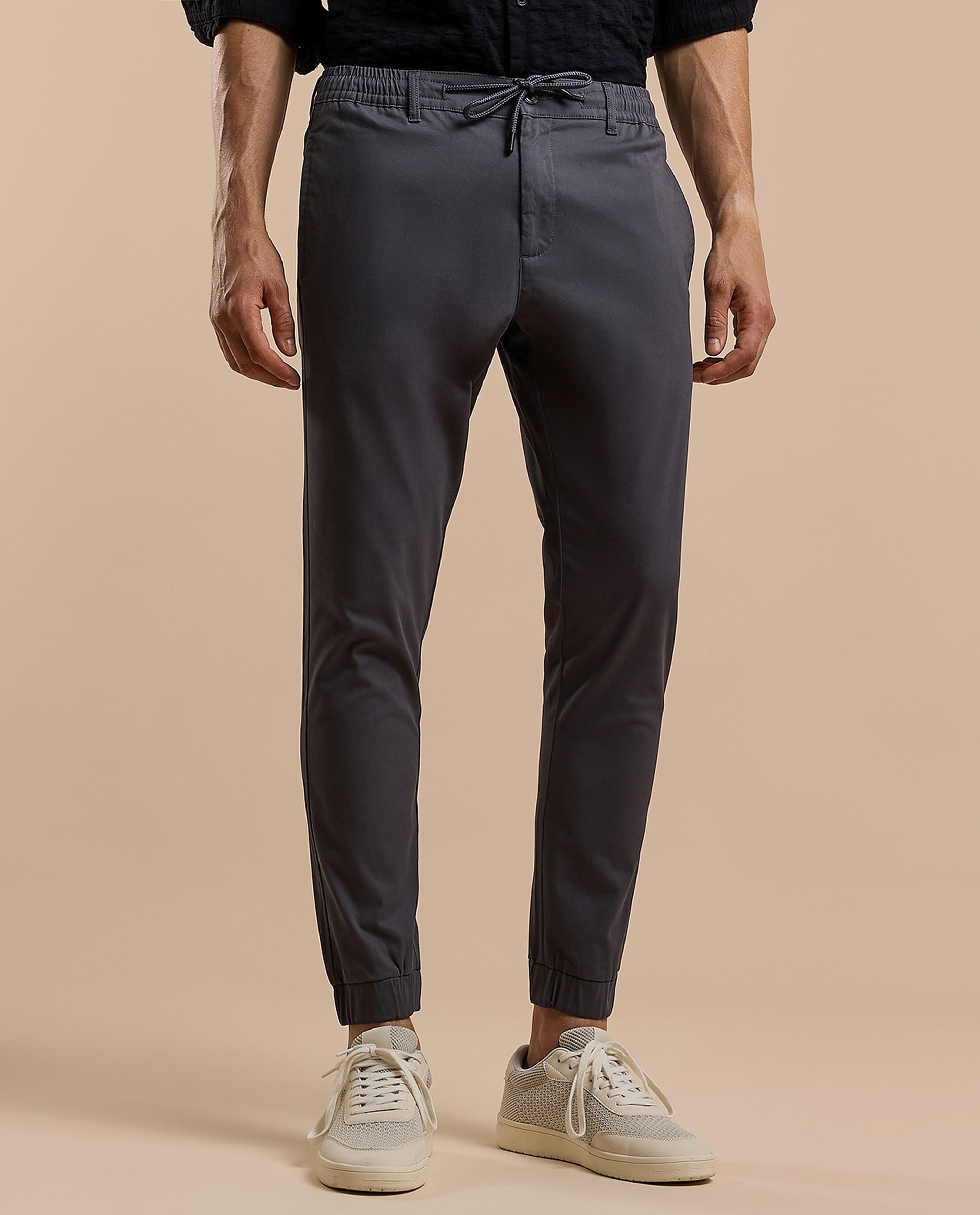 Solid Jogger Pants with Drawstring Waist