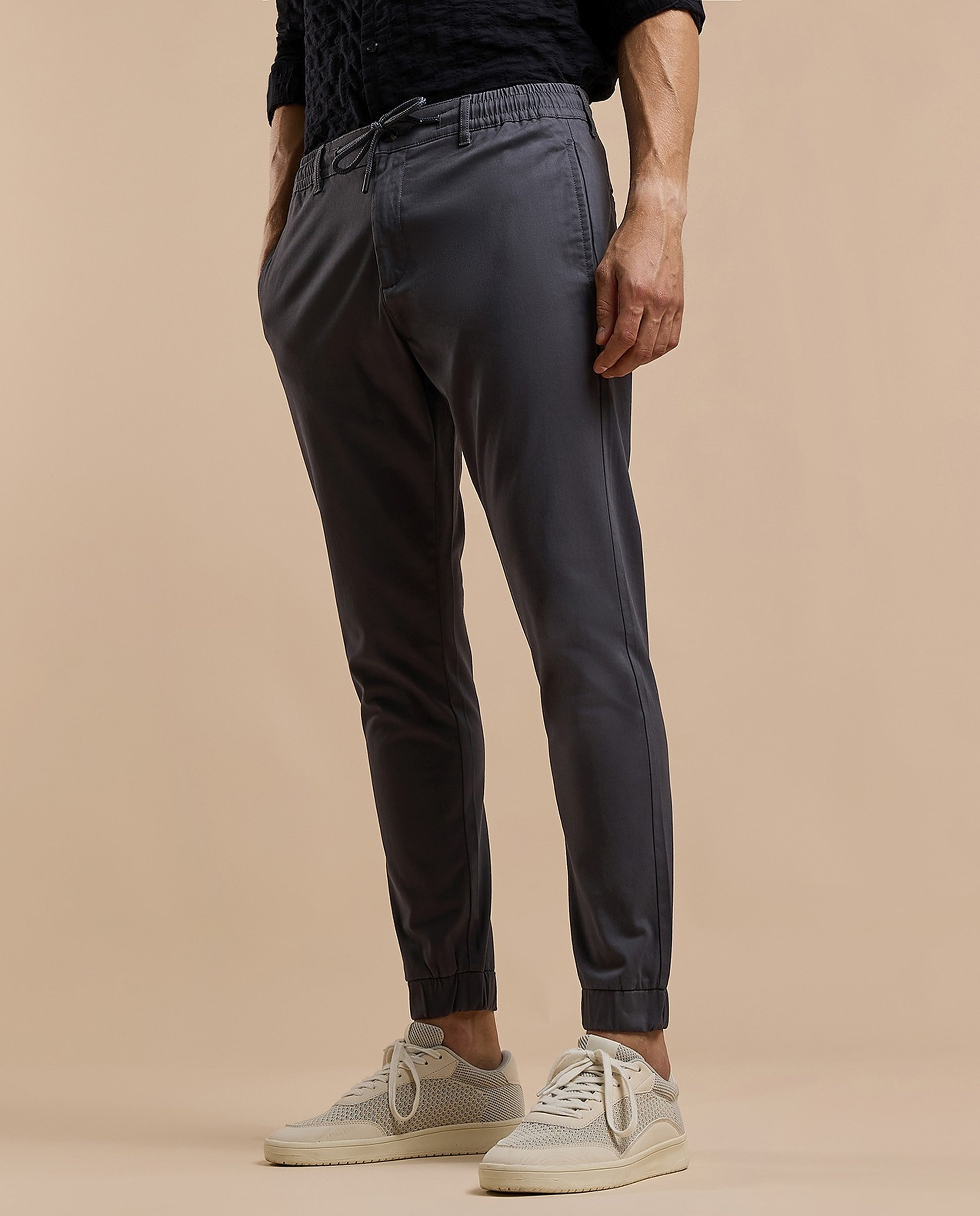 Solid Jogger Pants with Drawstring Waist
