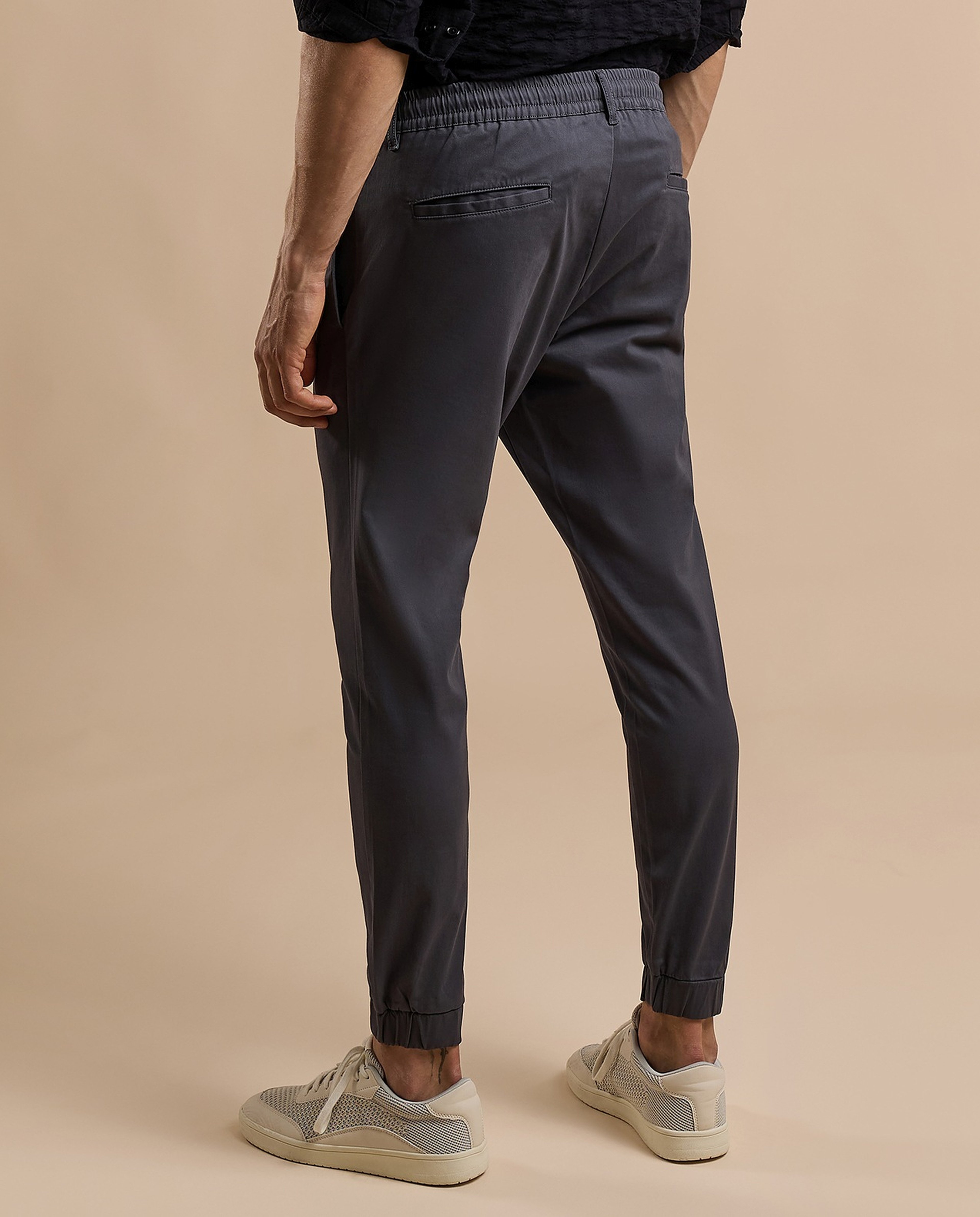 Solid Jogger Pants with Drawstring Waist