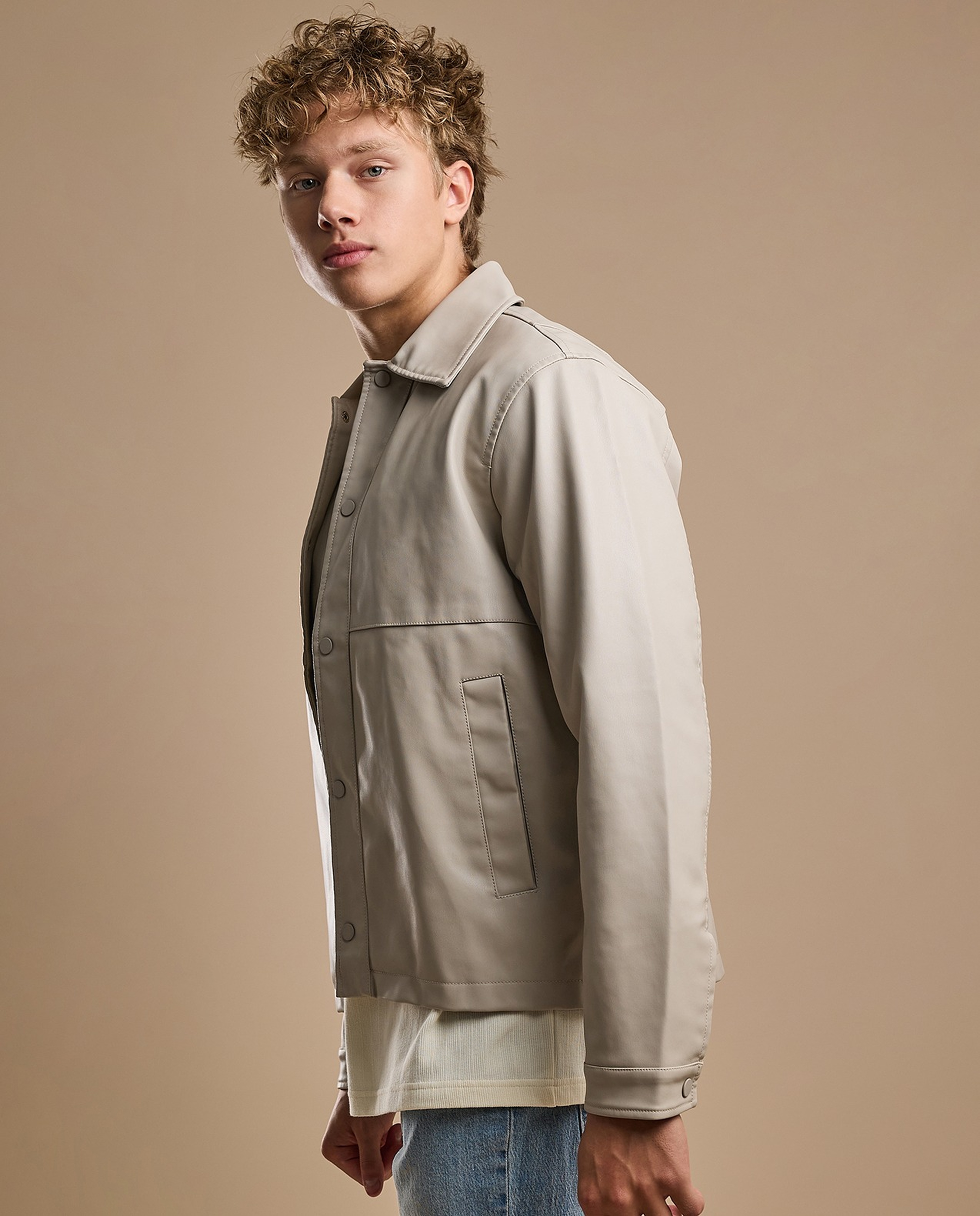 Solid Jacket with Zipper Closure