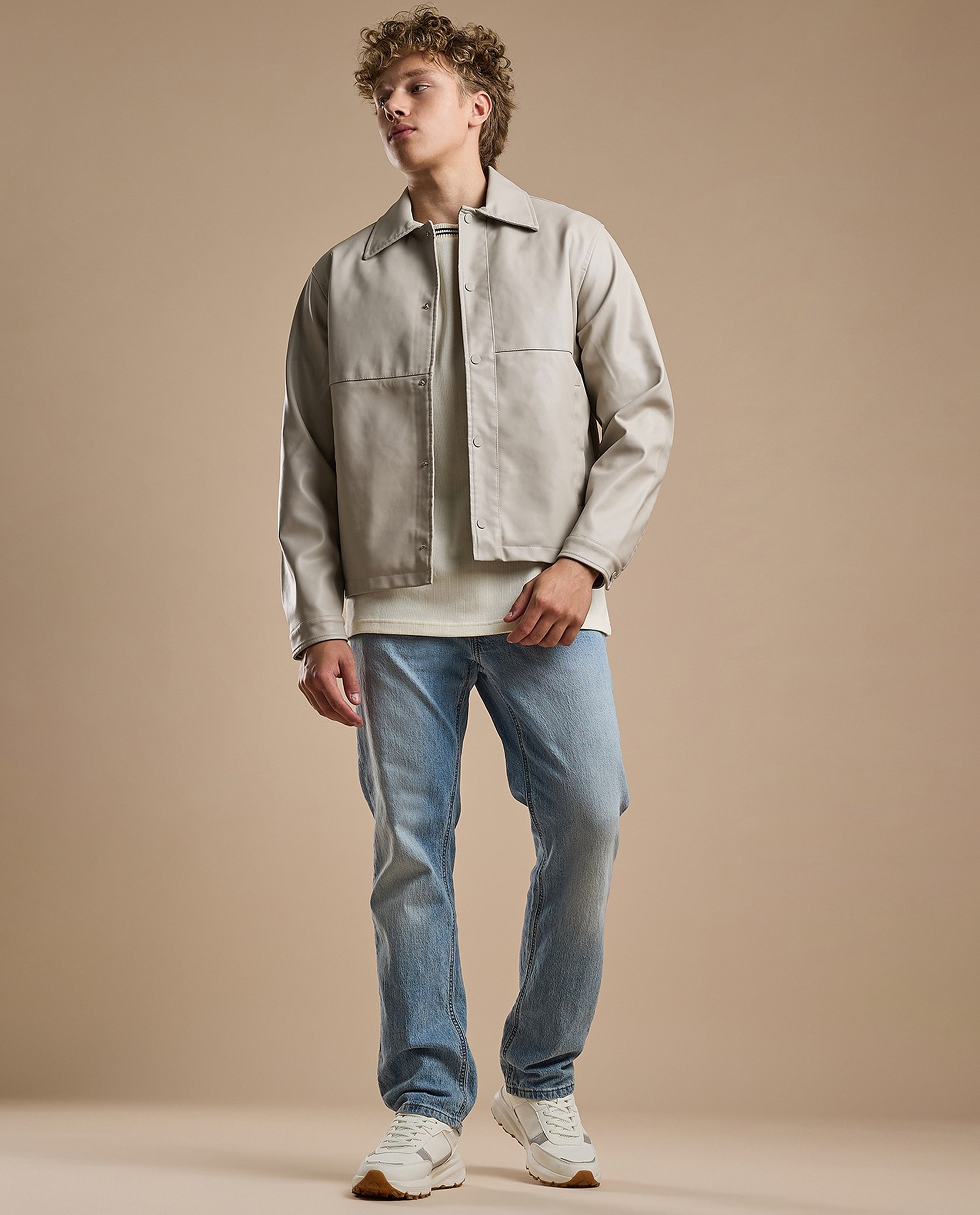 Solid Jacket with Zipper Closure