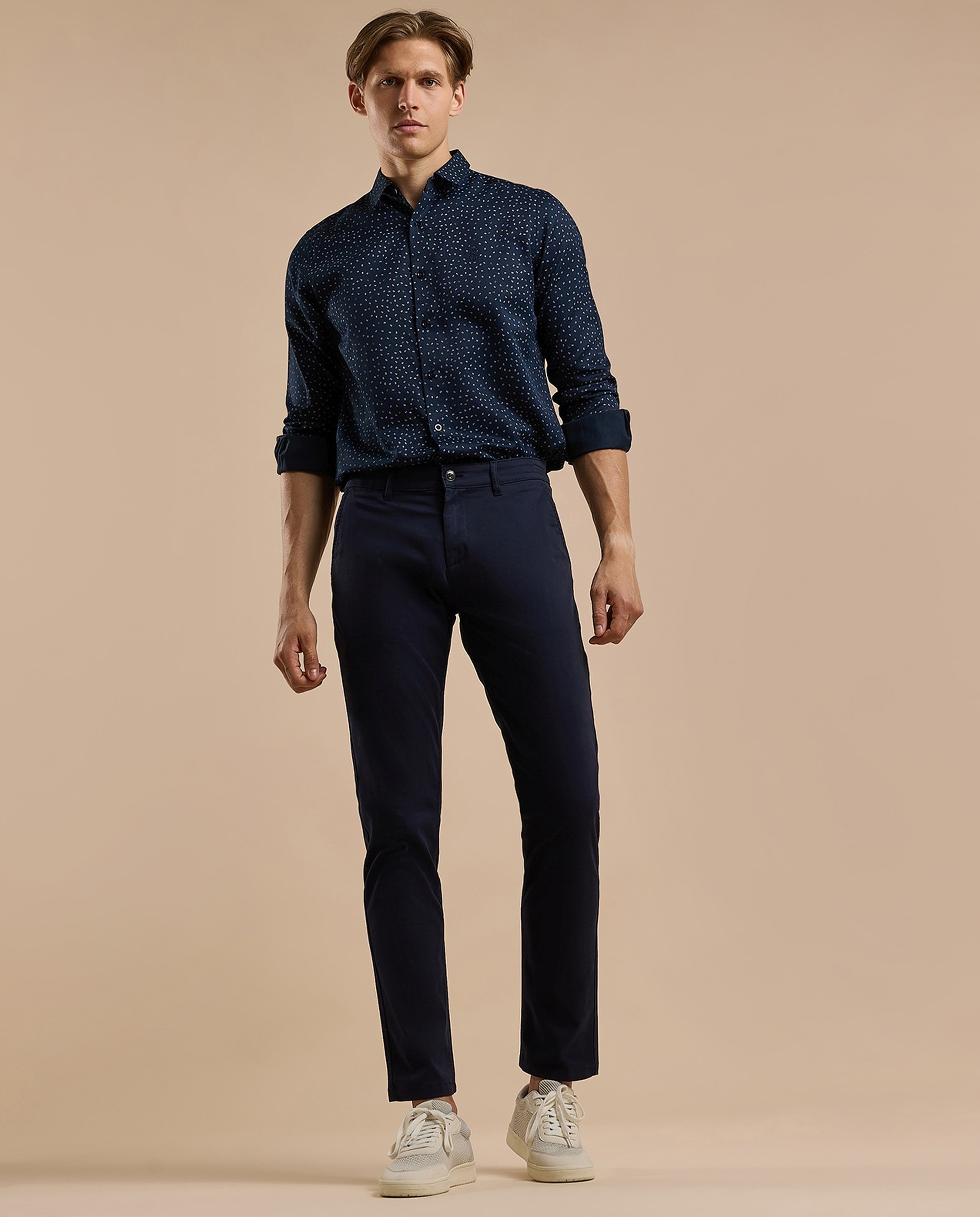 Printed Shirt with Classic Collar and Long Sleeves