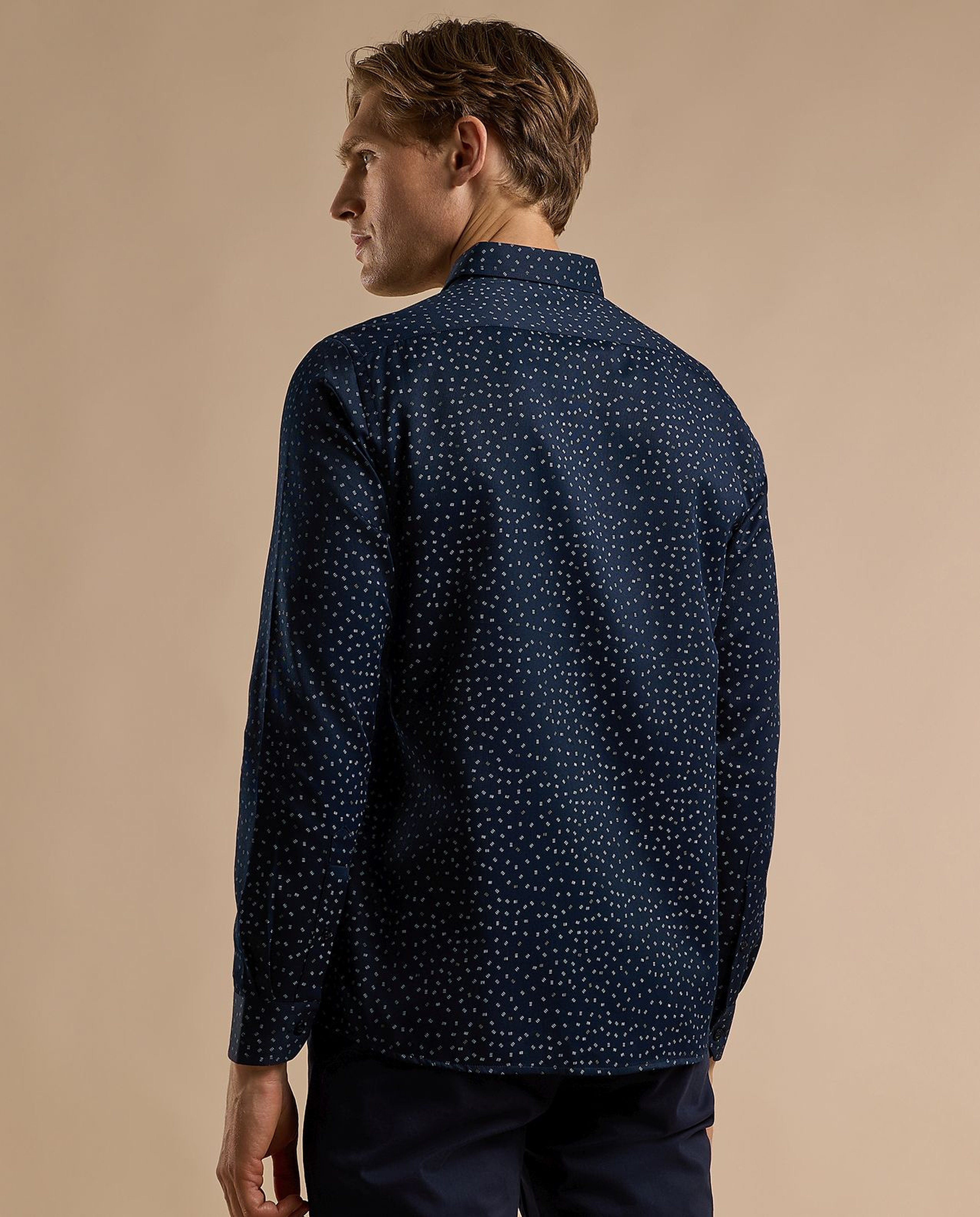 Printed Shirt with Classic Collar and Long Sleeves