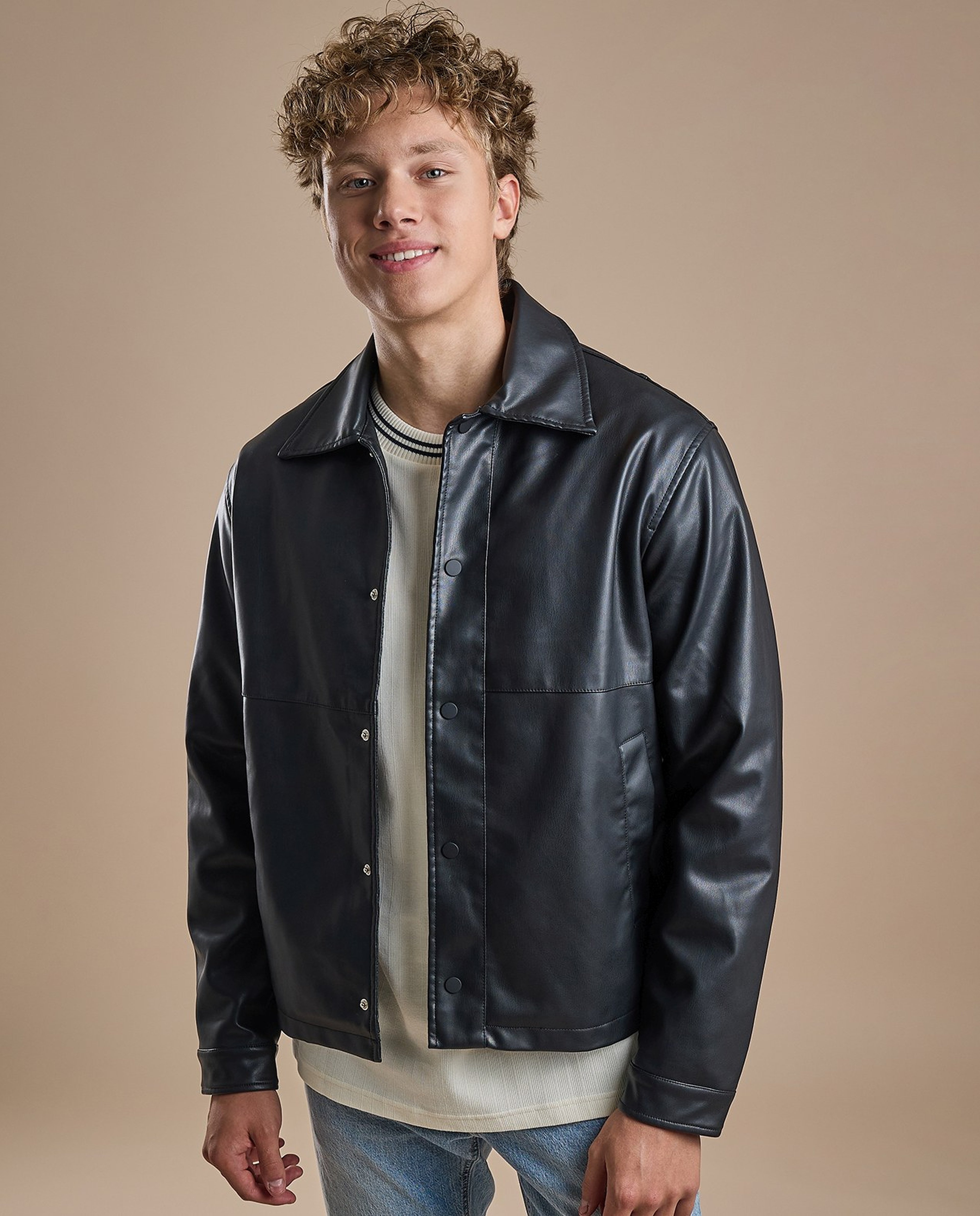 Solid Jacket with Zipper Closure