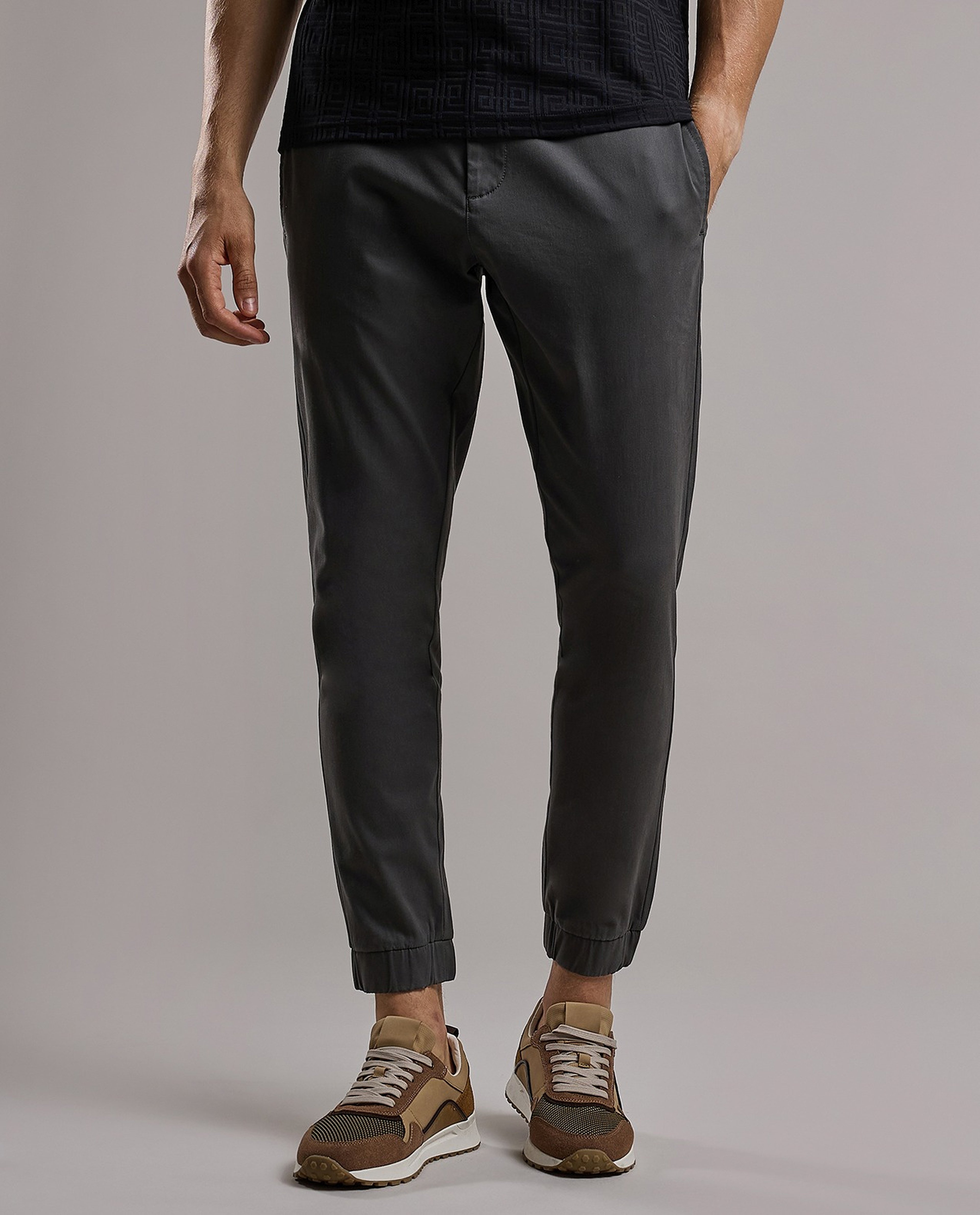 Solid Jogger Pants with Drawstring Waist