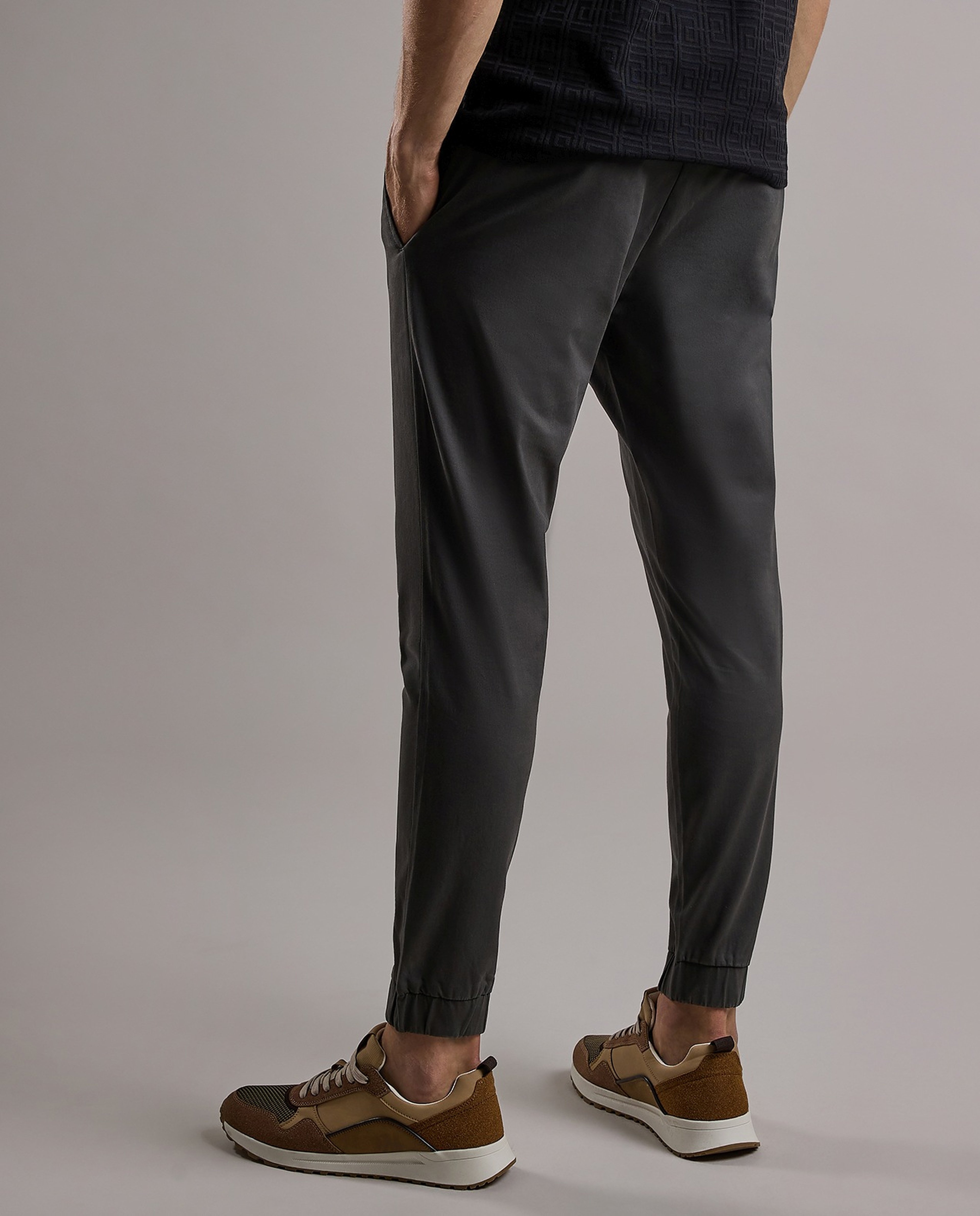 Solid Jogger Pants with Drawstring Waist