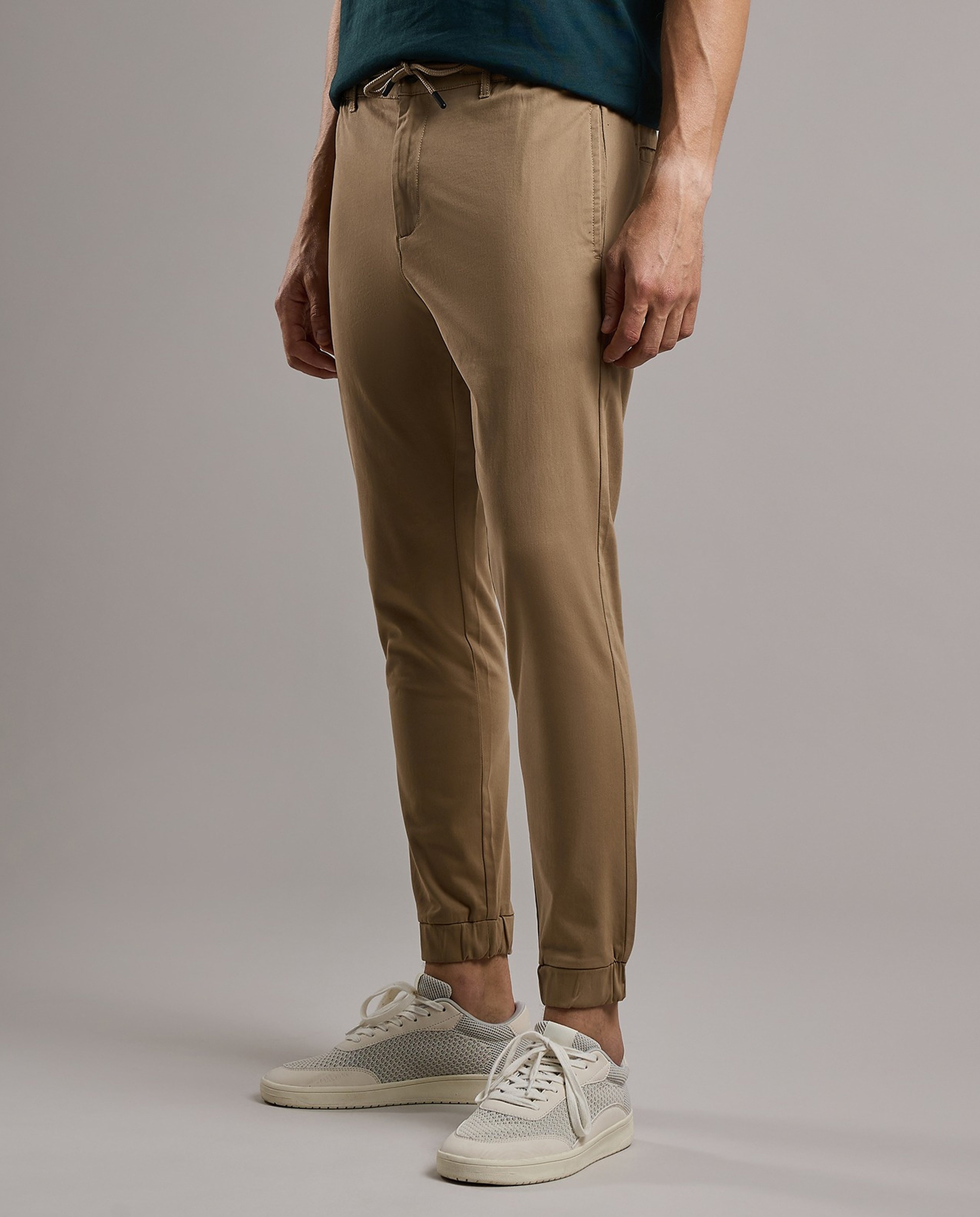 Solid Jogger Pants with Drawstring Waist
