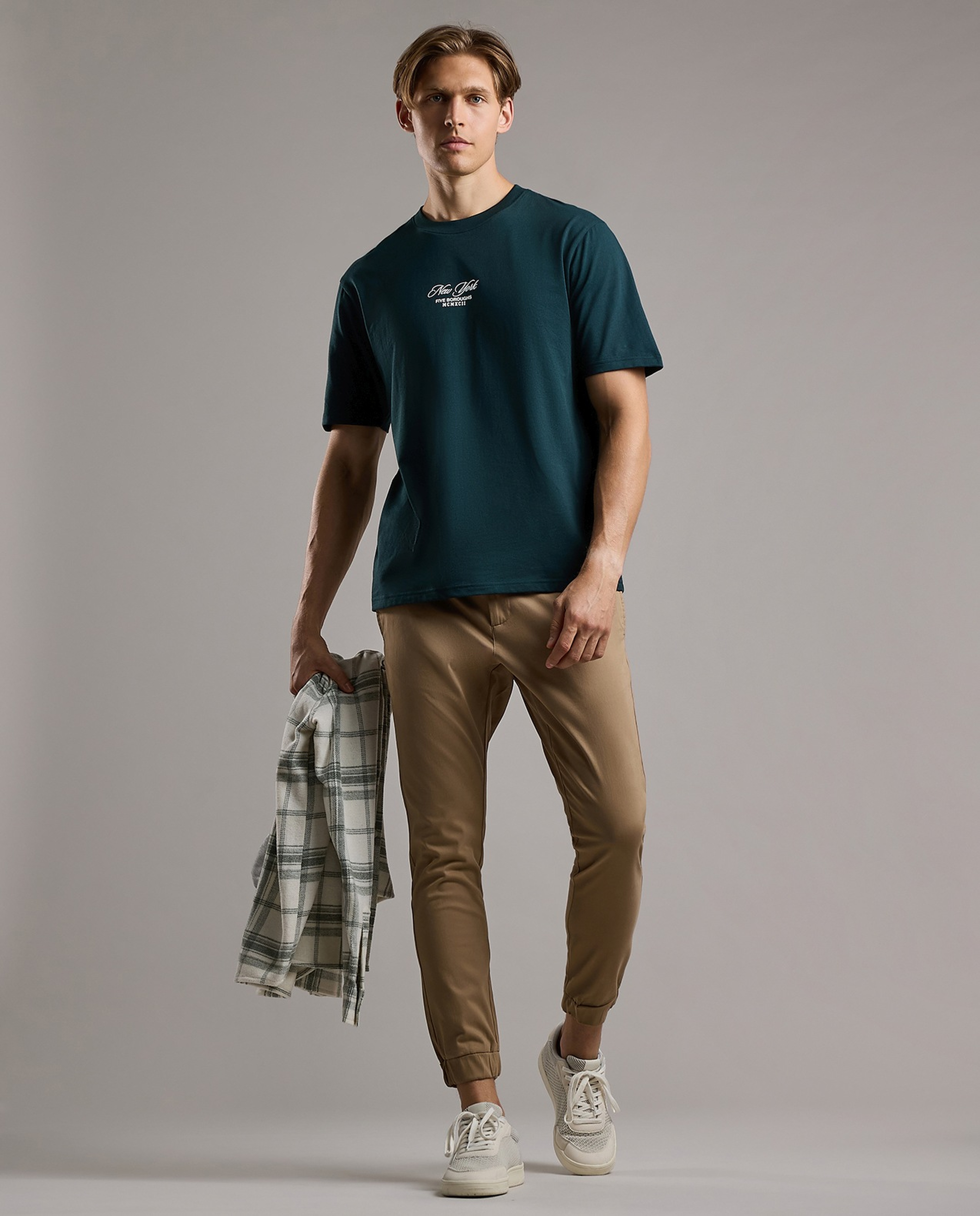 Solid Jogger Pants with Drawstring Waist