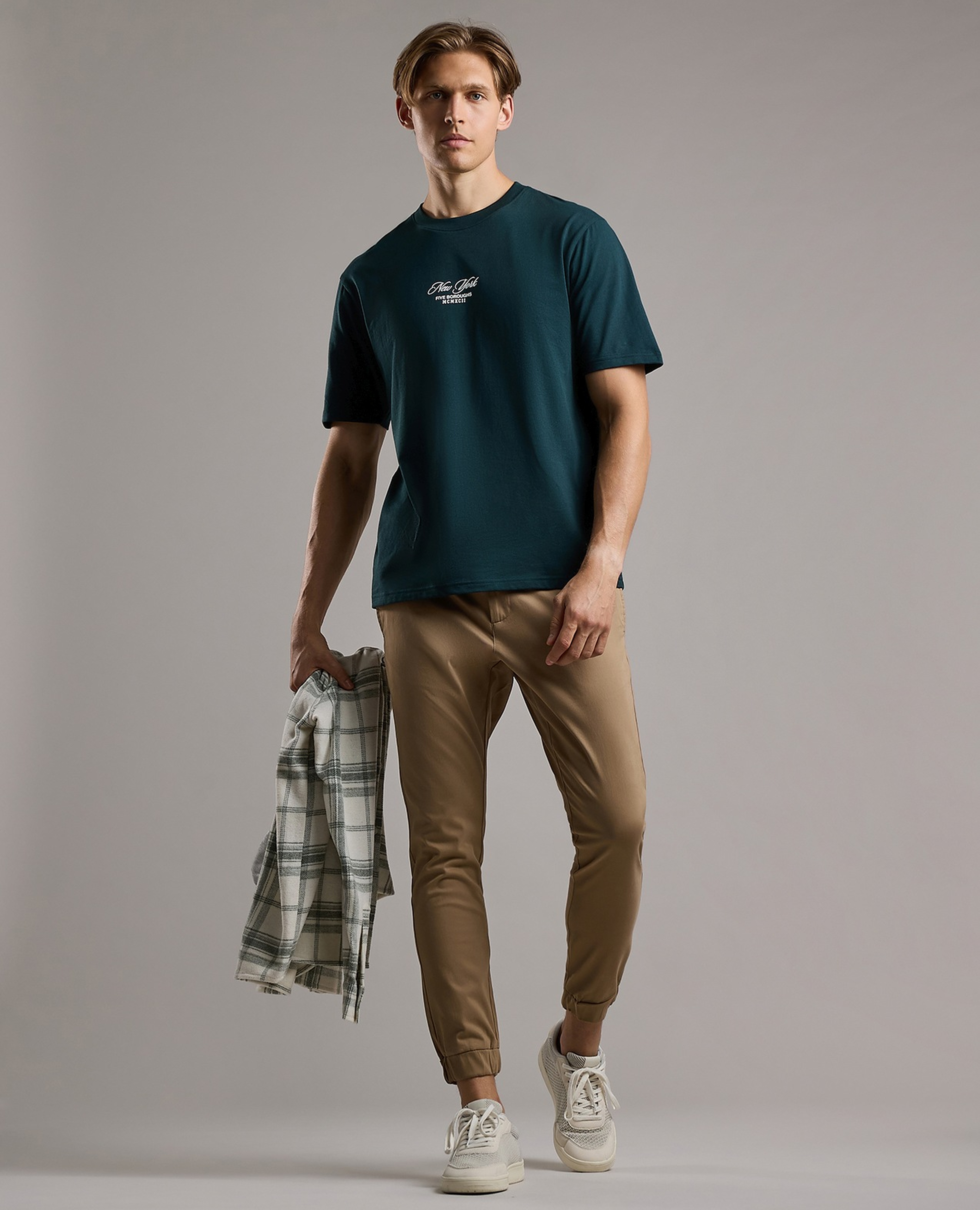 Solid Jogger Pants with Drawstring Waist