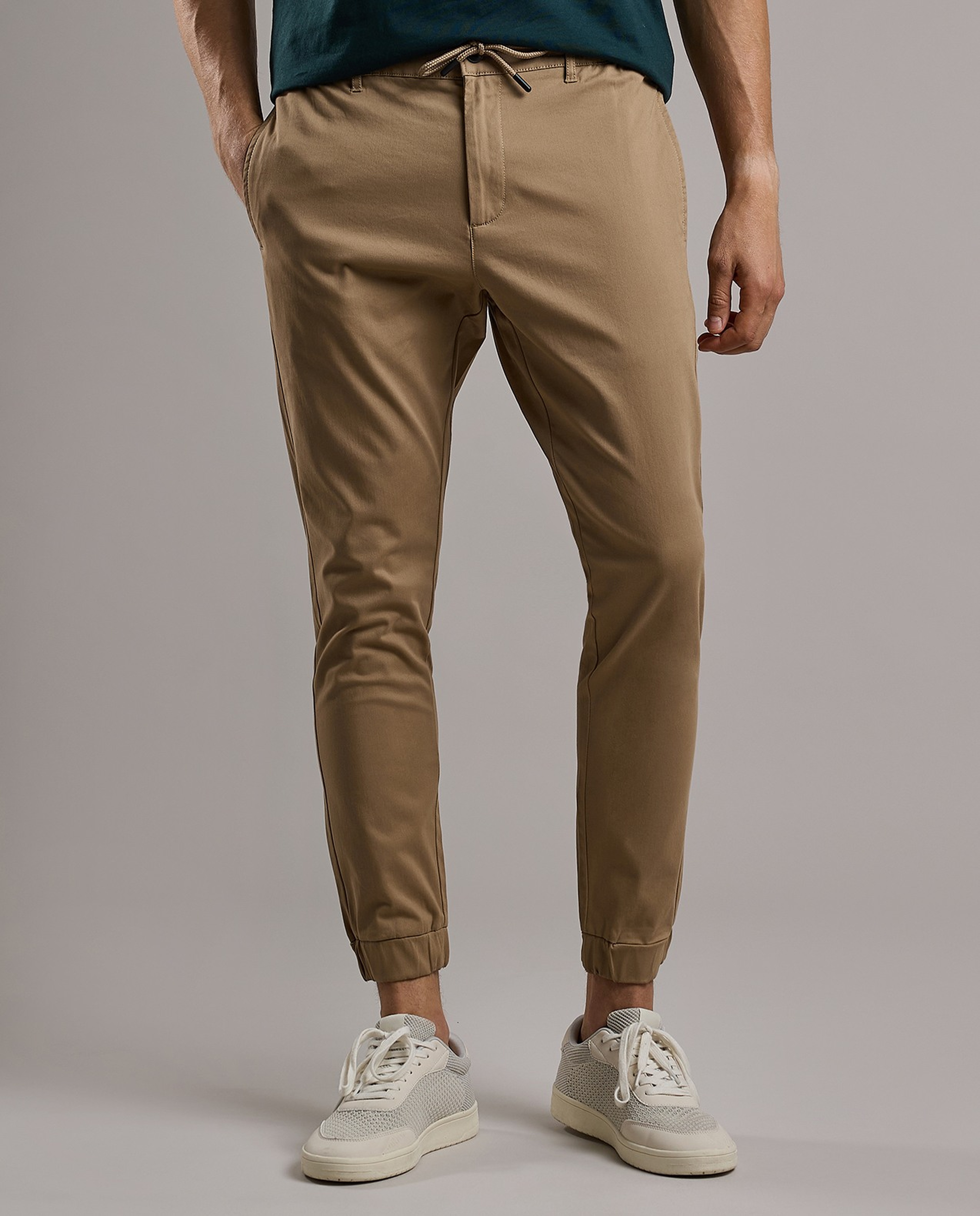 Solid Jogger Pants with Drawstring Waist
