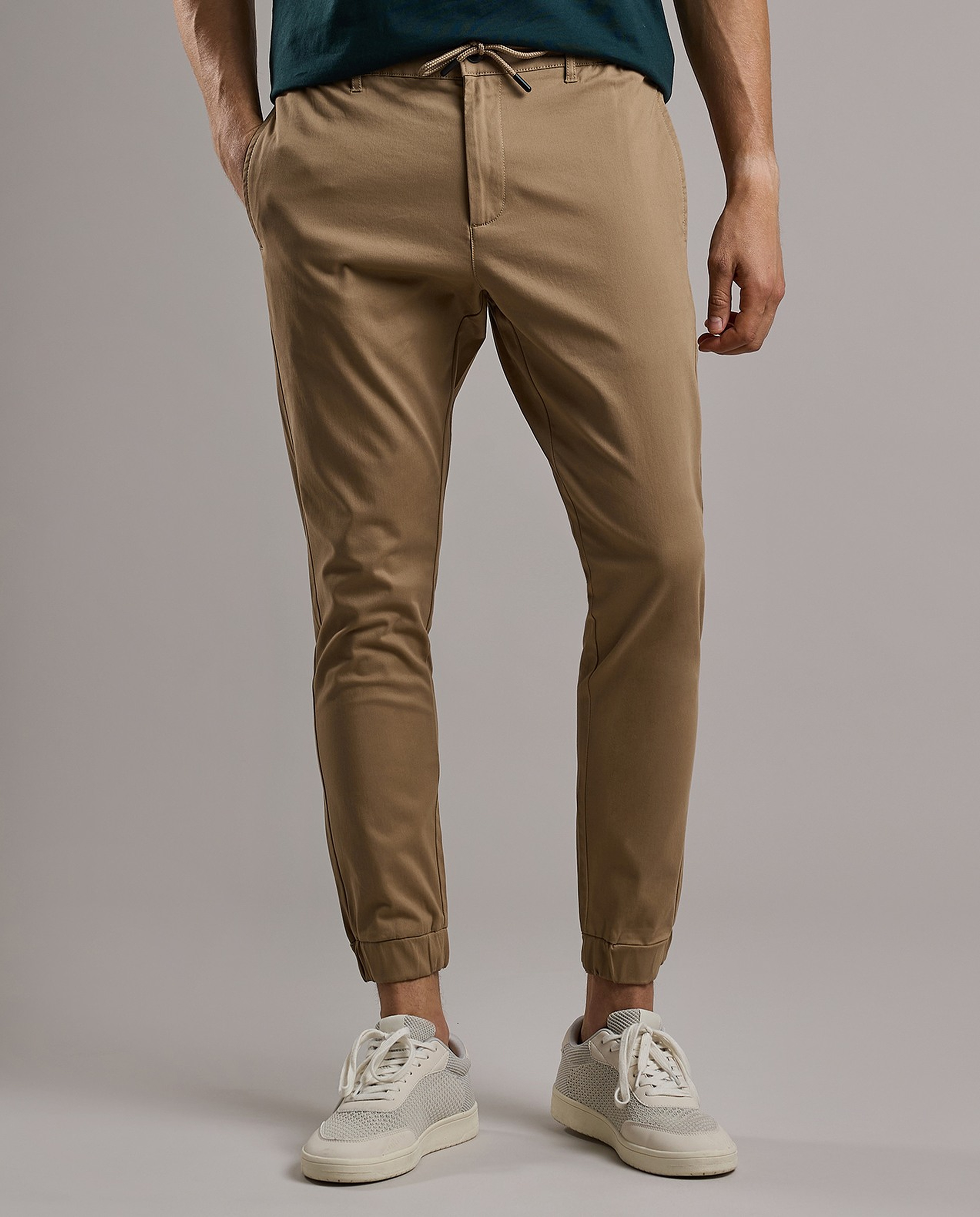 Solid Jogger Pants with Drawstring Waist
