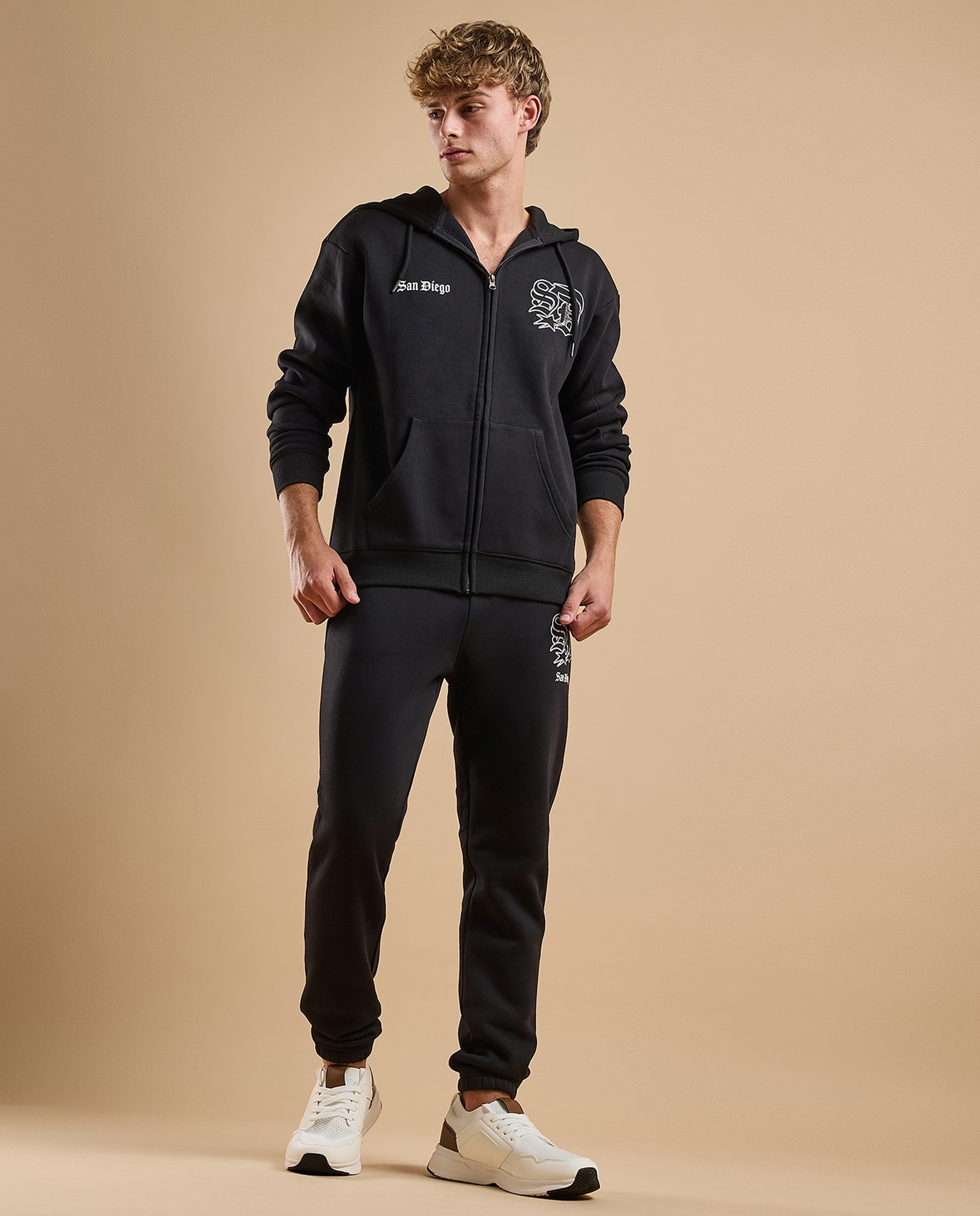 Printed Hooded Jacket with Zipper Closure