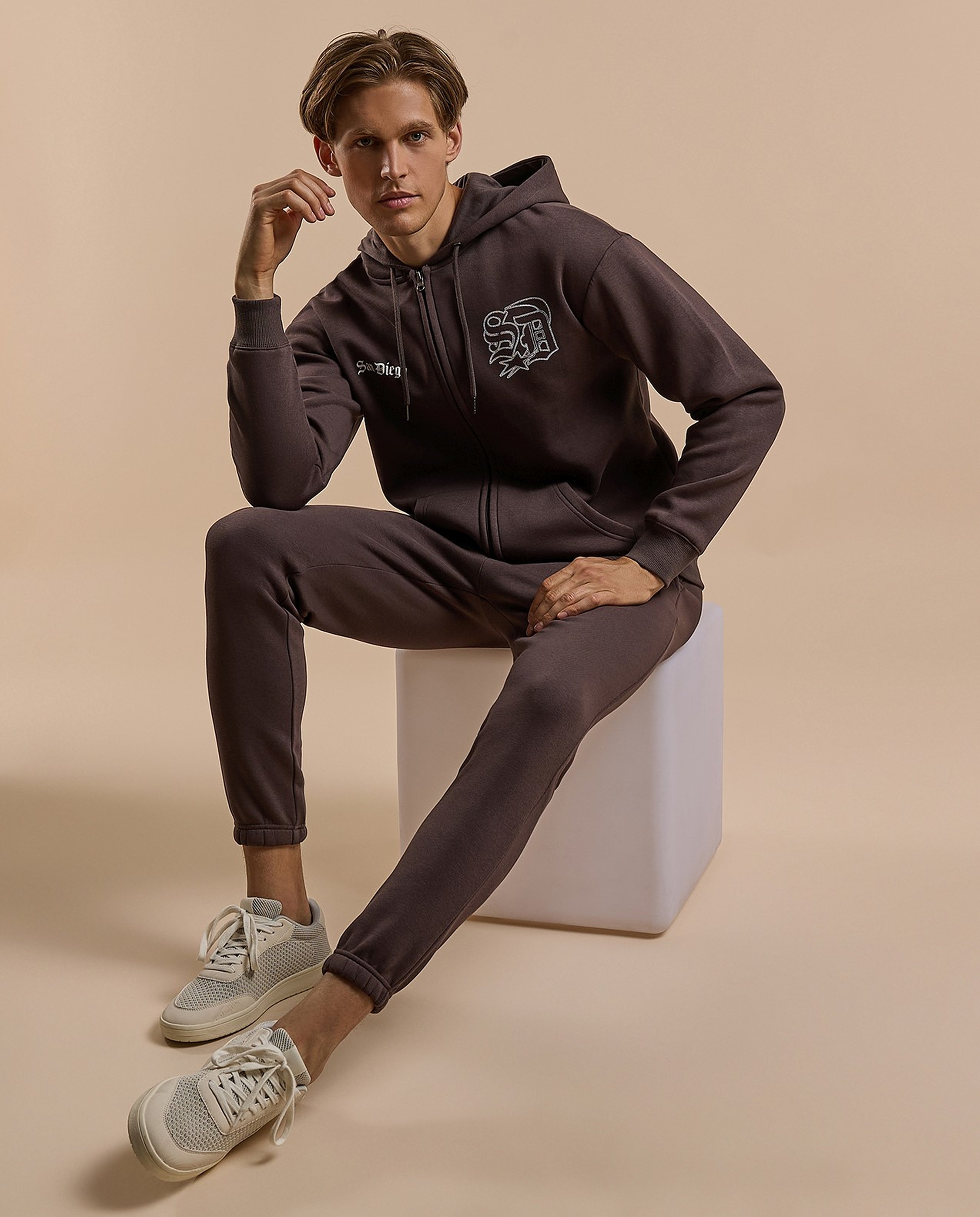 Printed Hooded Jacket with Zipper Closure