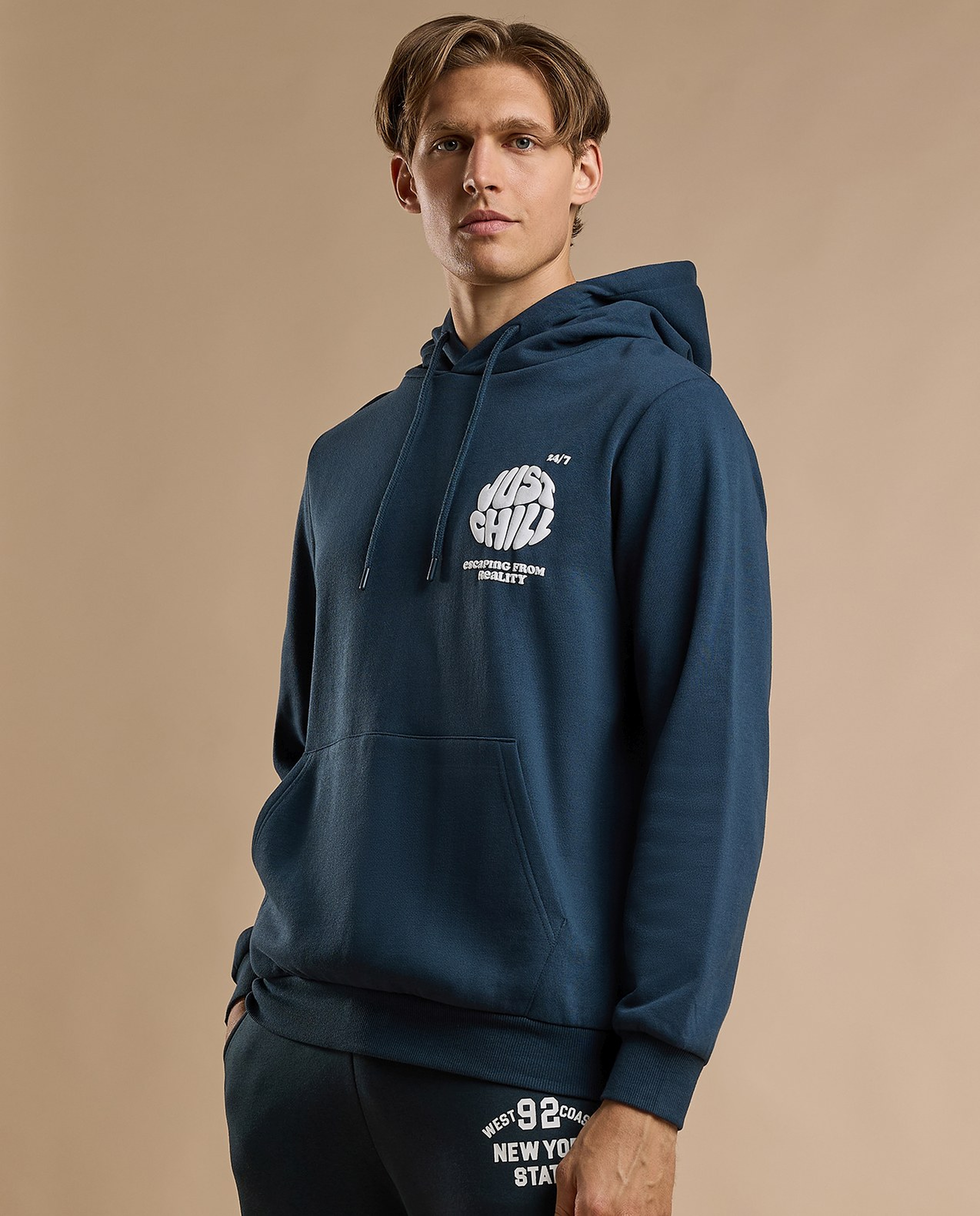 Printed Hoodie with Long Sleeves