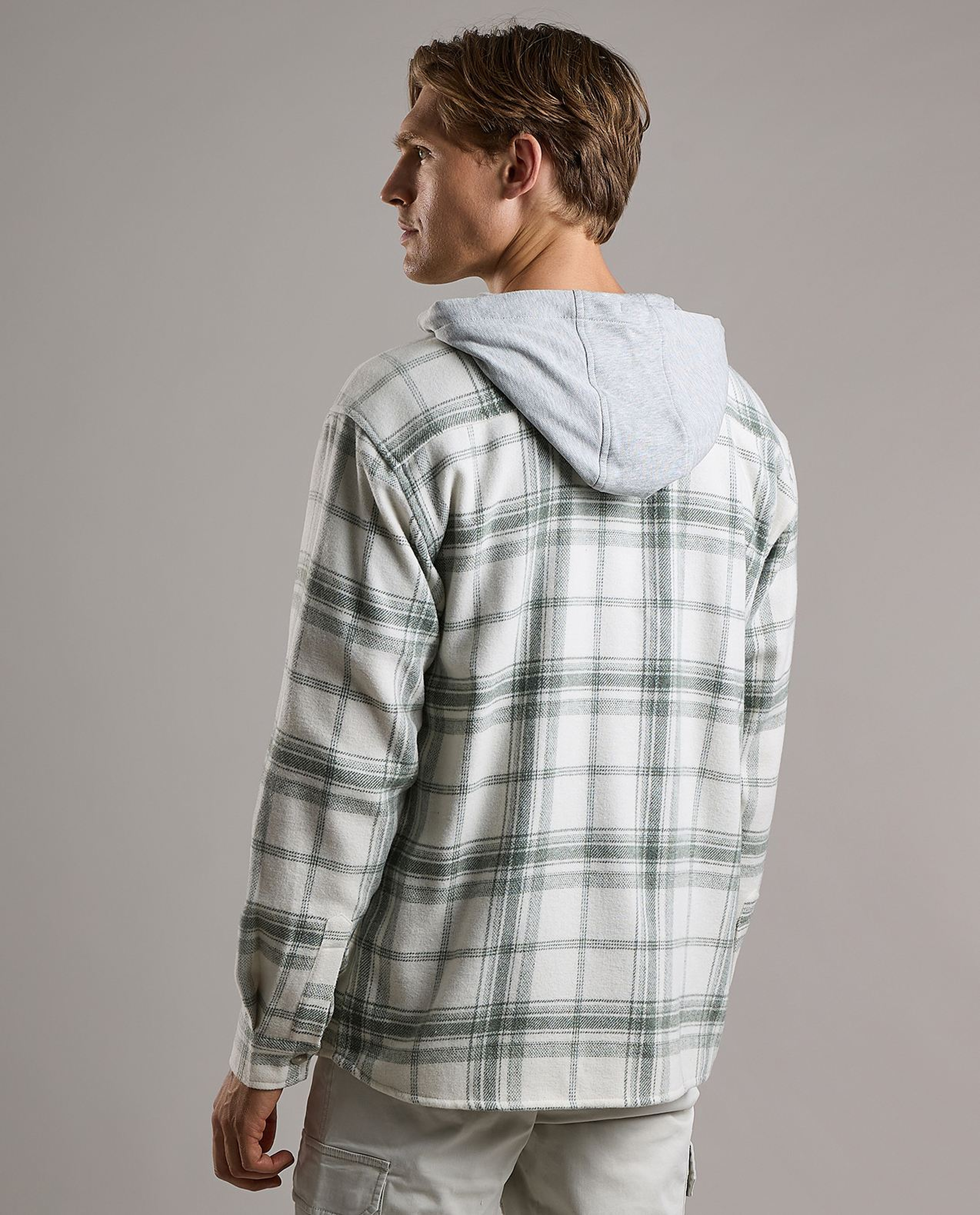 Plaid Hooded Shirt with Long Sleeves