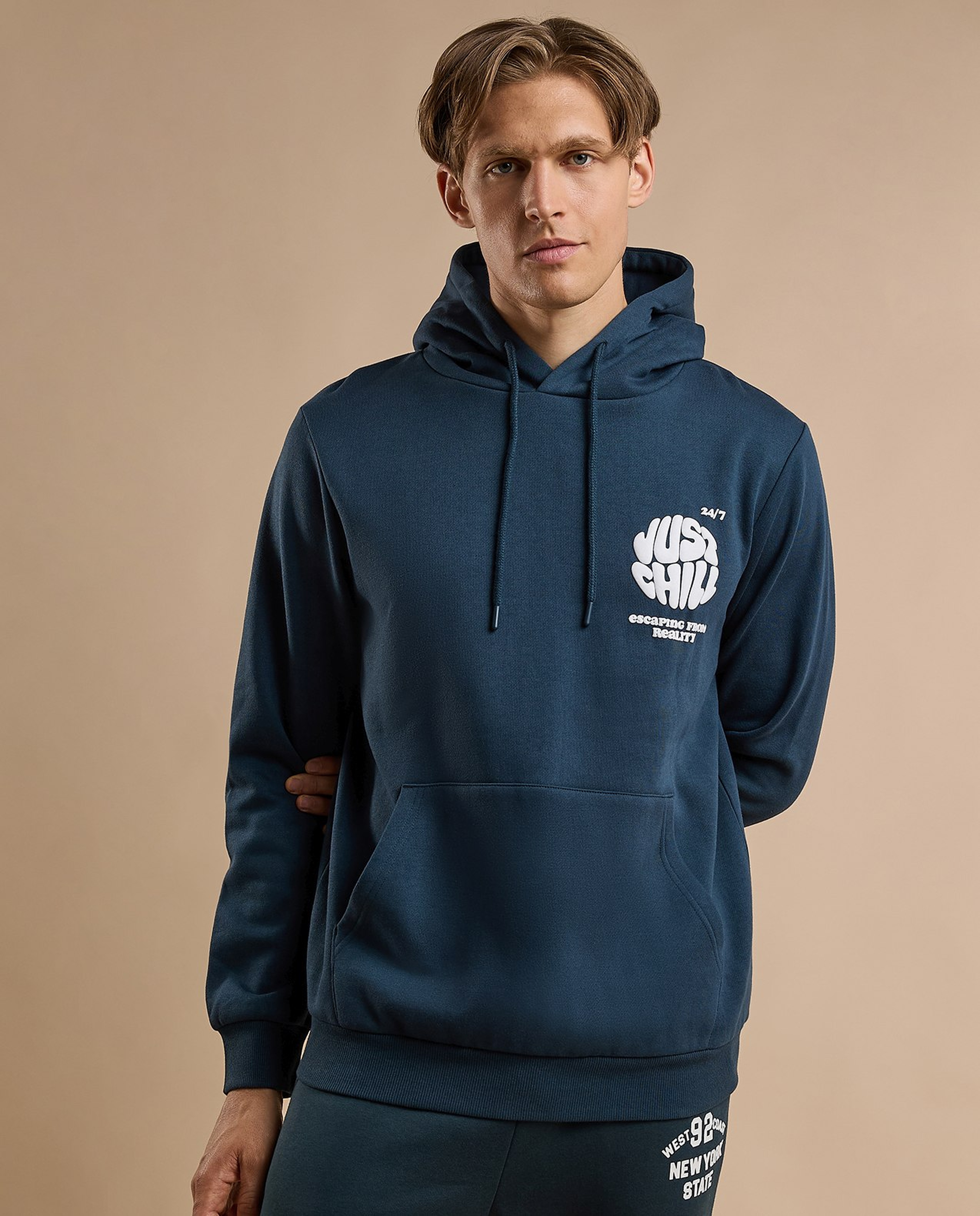 Printed Hoodie with Long Sleeves
