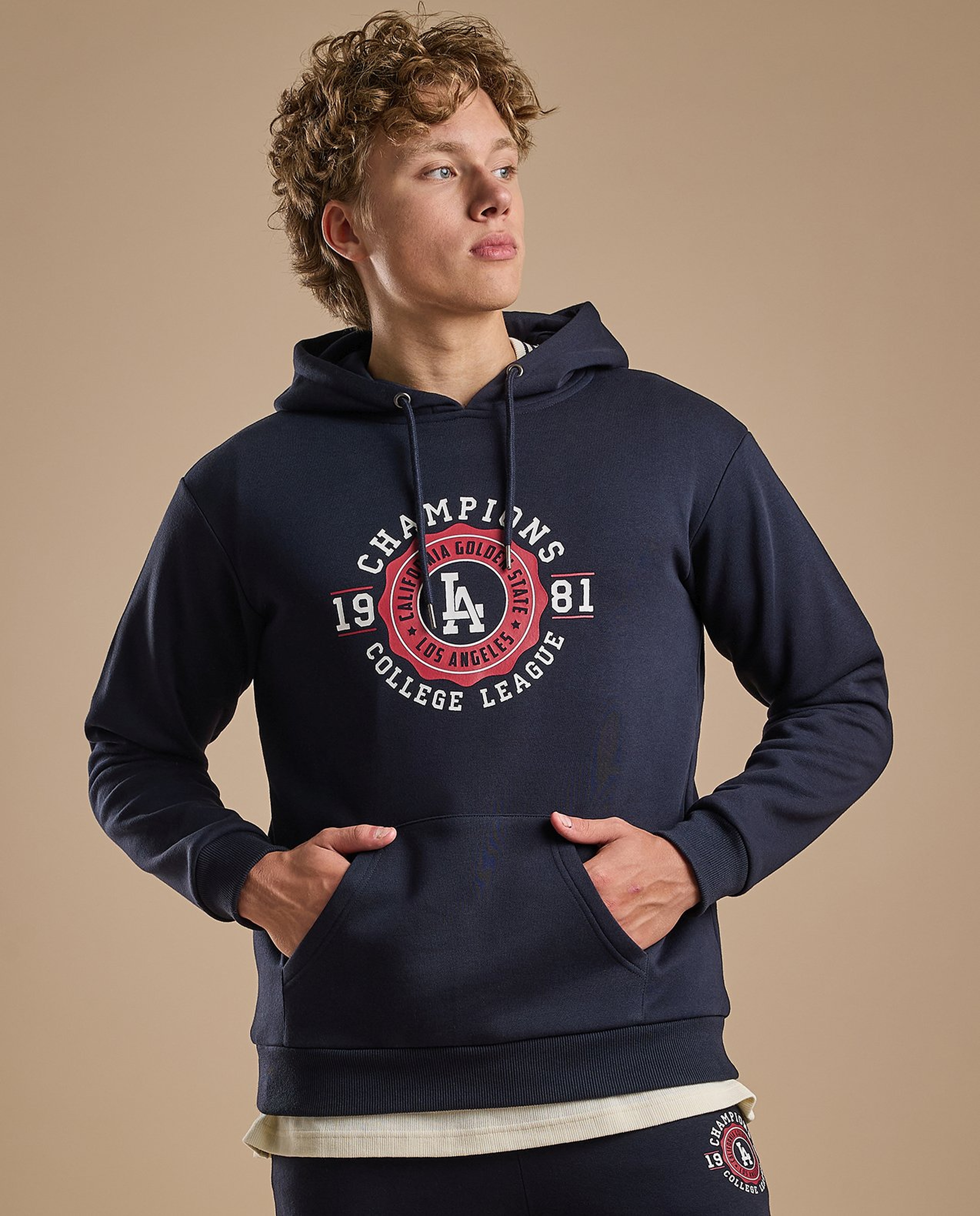 Printed Hoodie with Long Sleeves