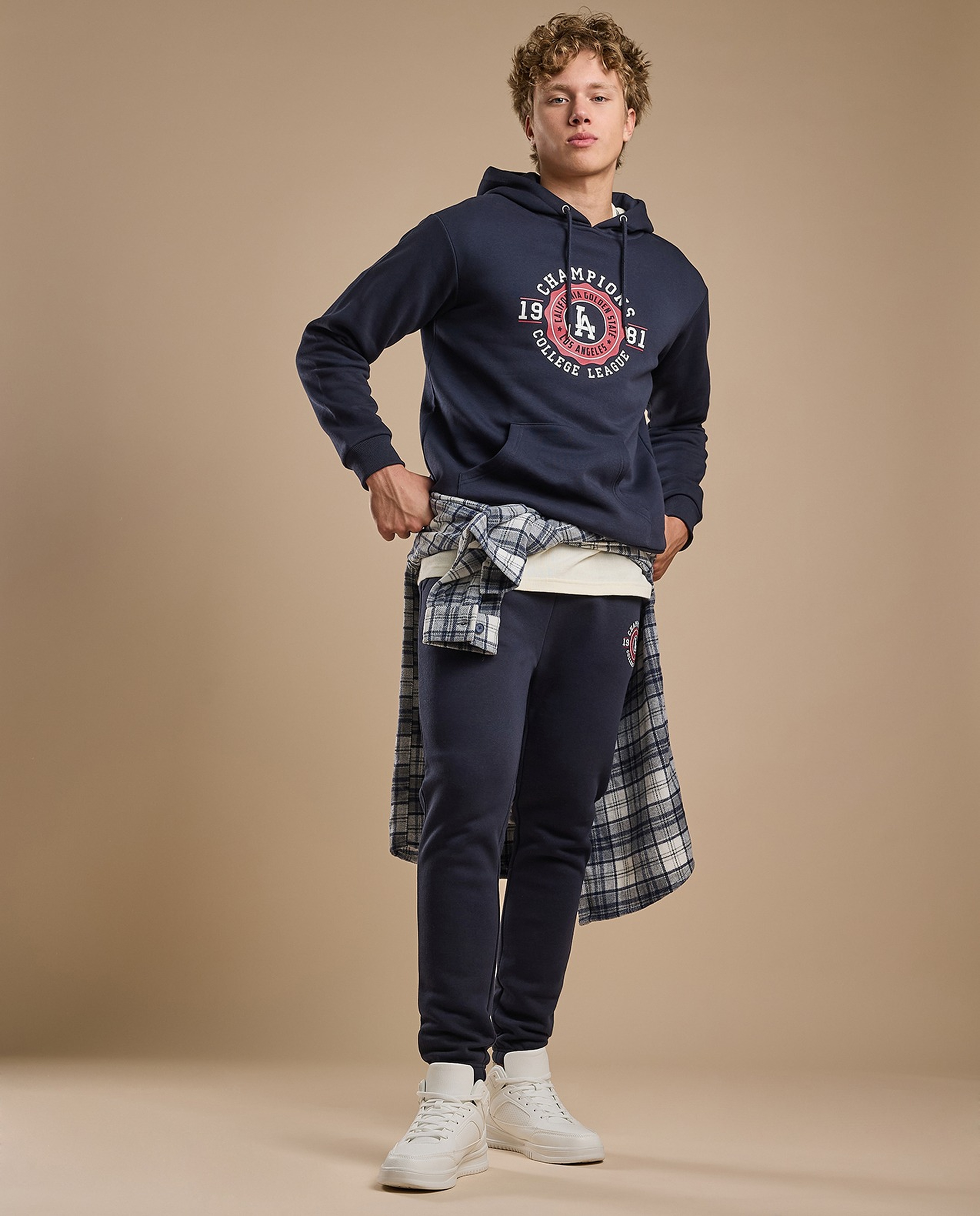 Printed Hoodie with Long Sleeves