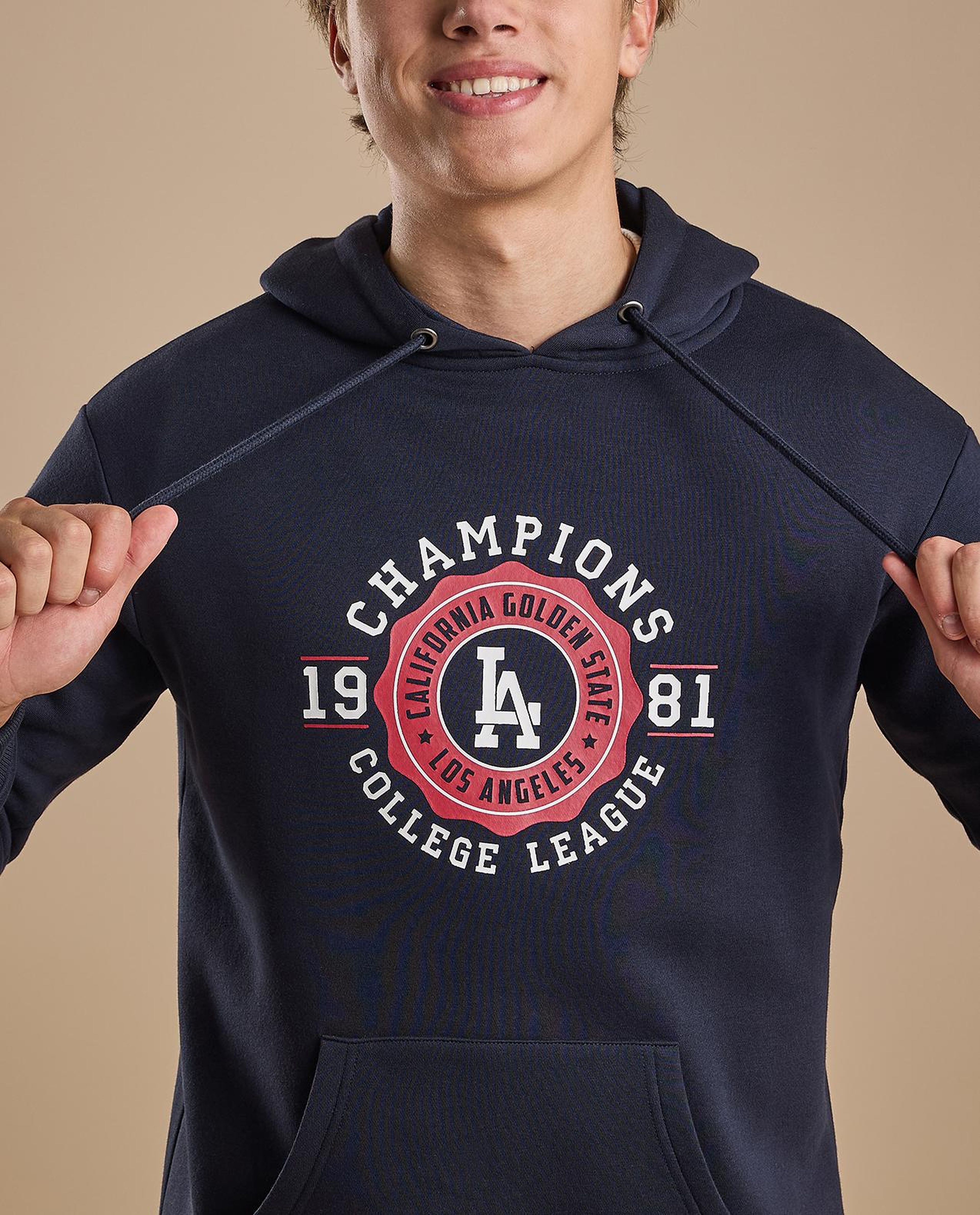 Printed Hoodie with Long Sleeves