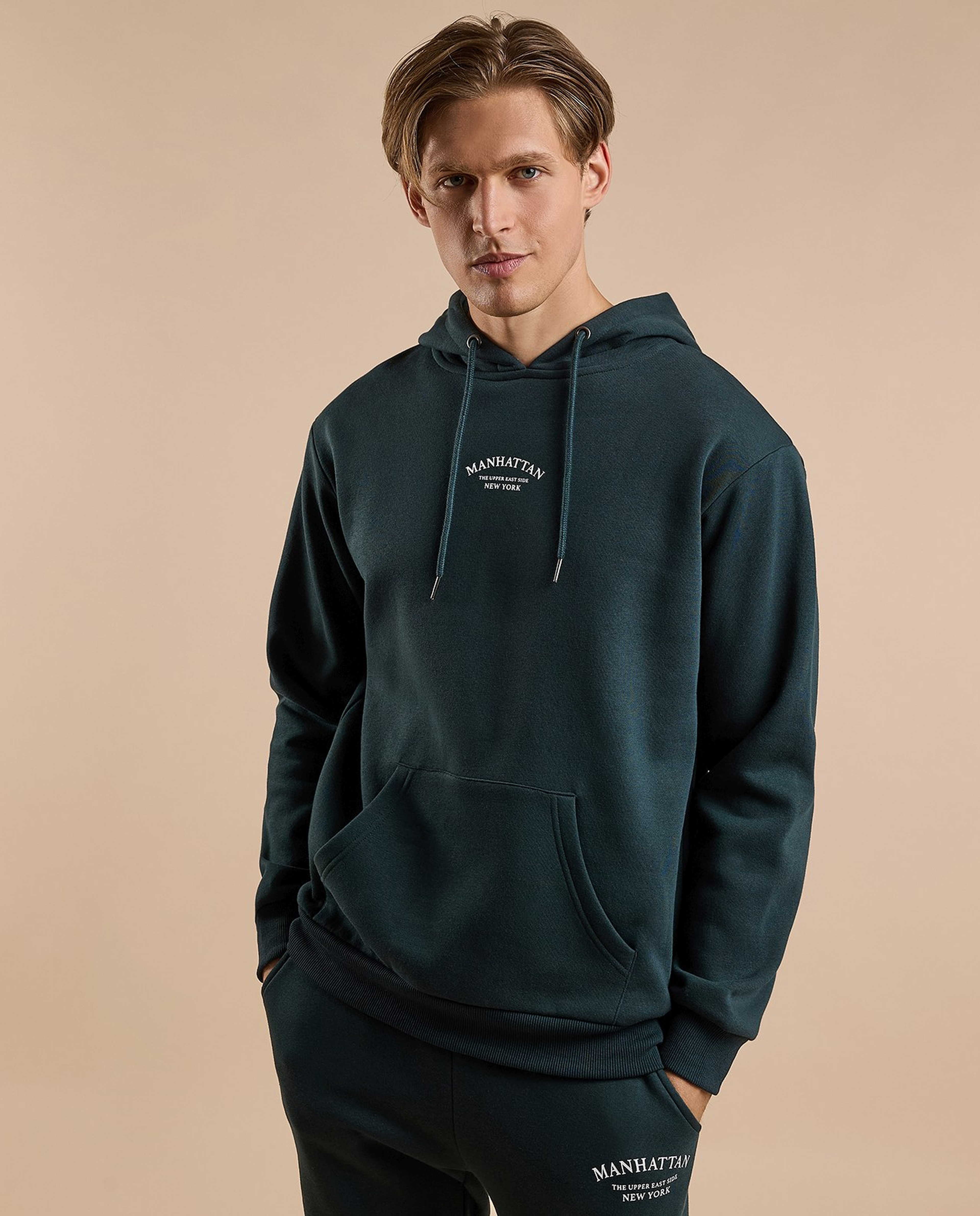 Printed Hoodie with Long Sleeves