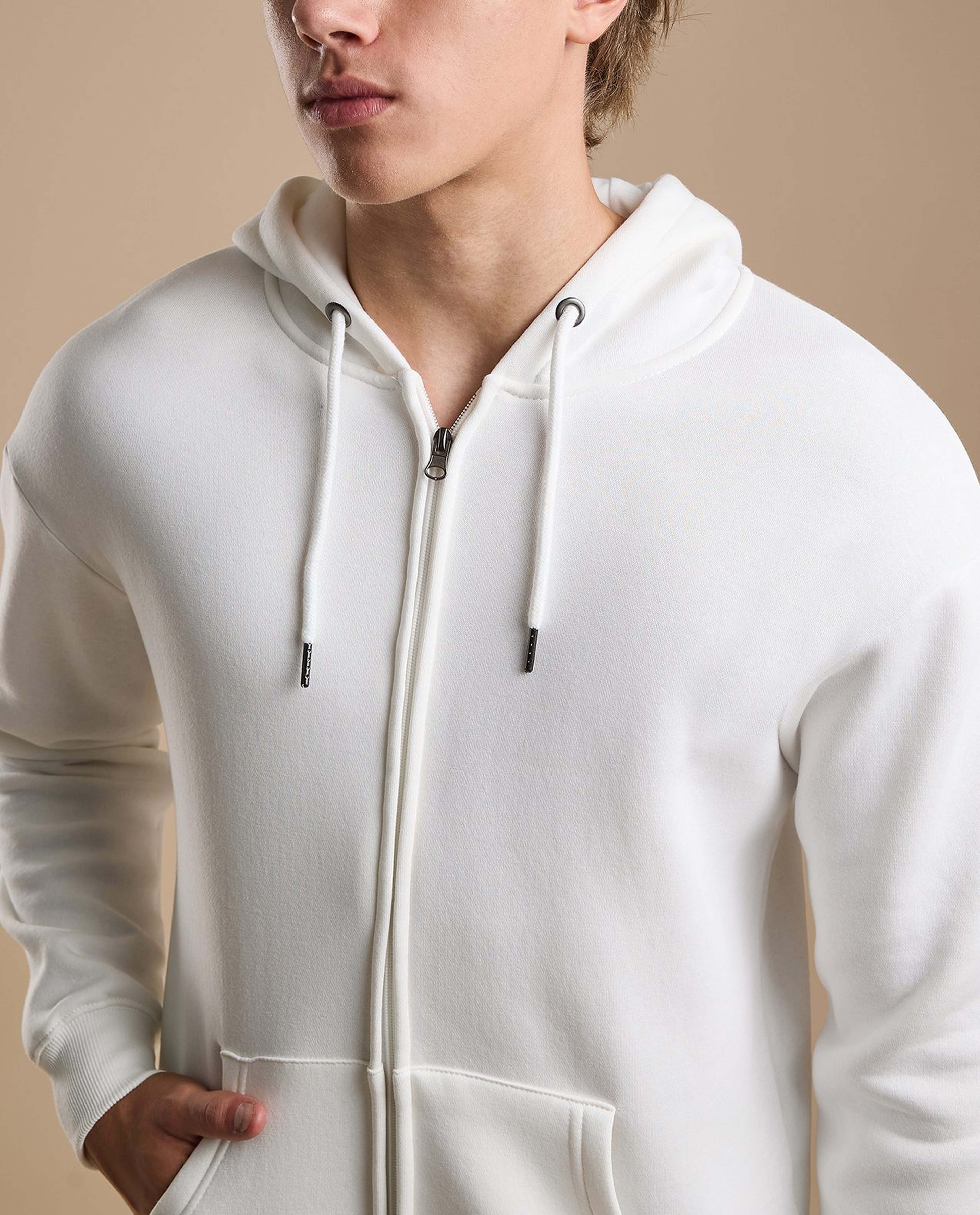 Solid Hooded Jacket with Zipper Closure