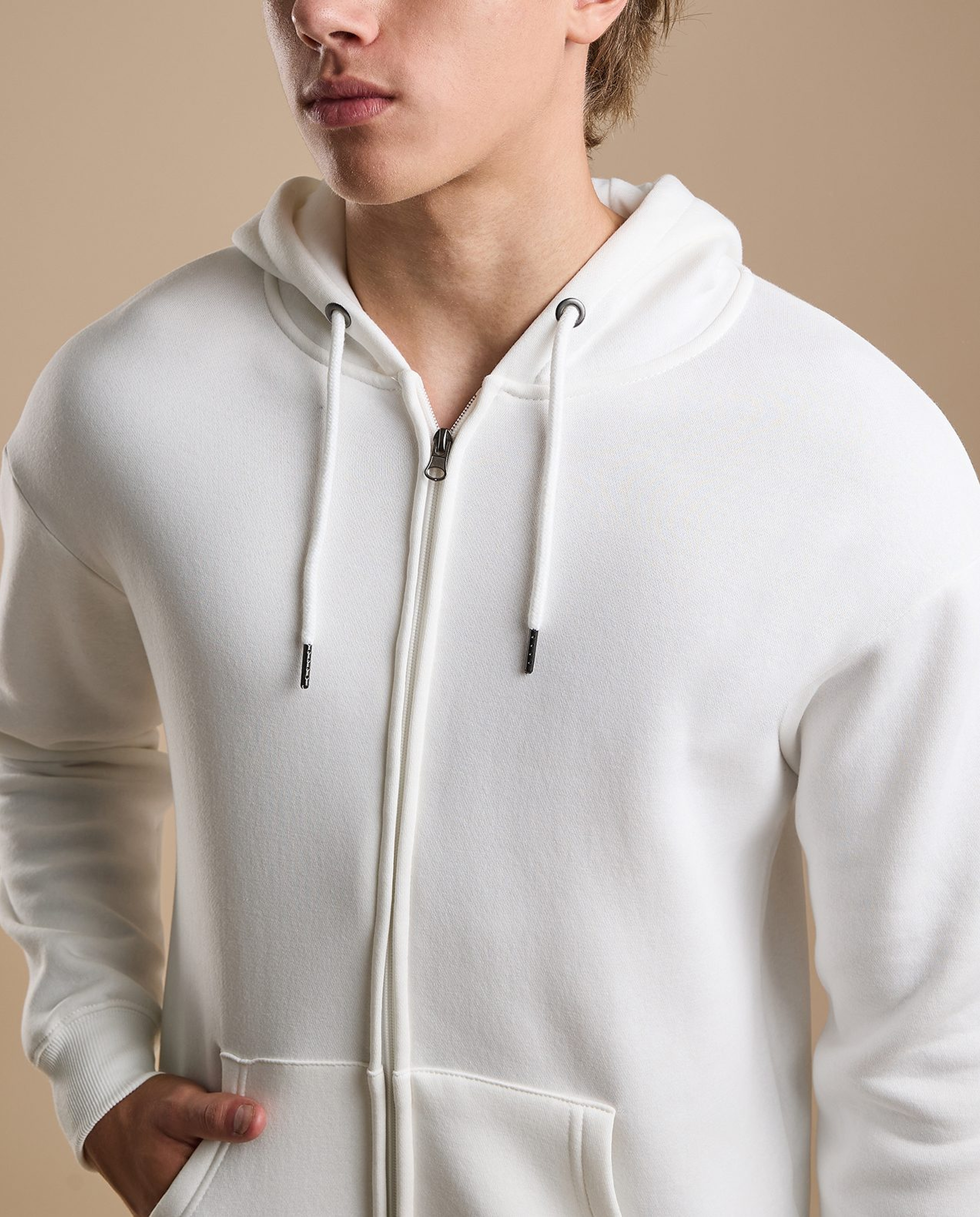 Solid Hooded Jacket with Zipper Closure