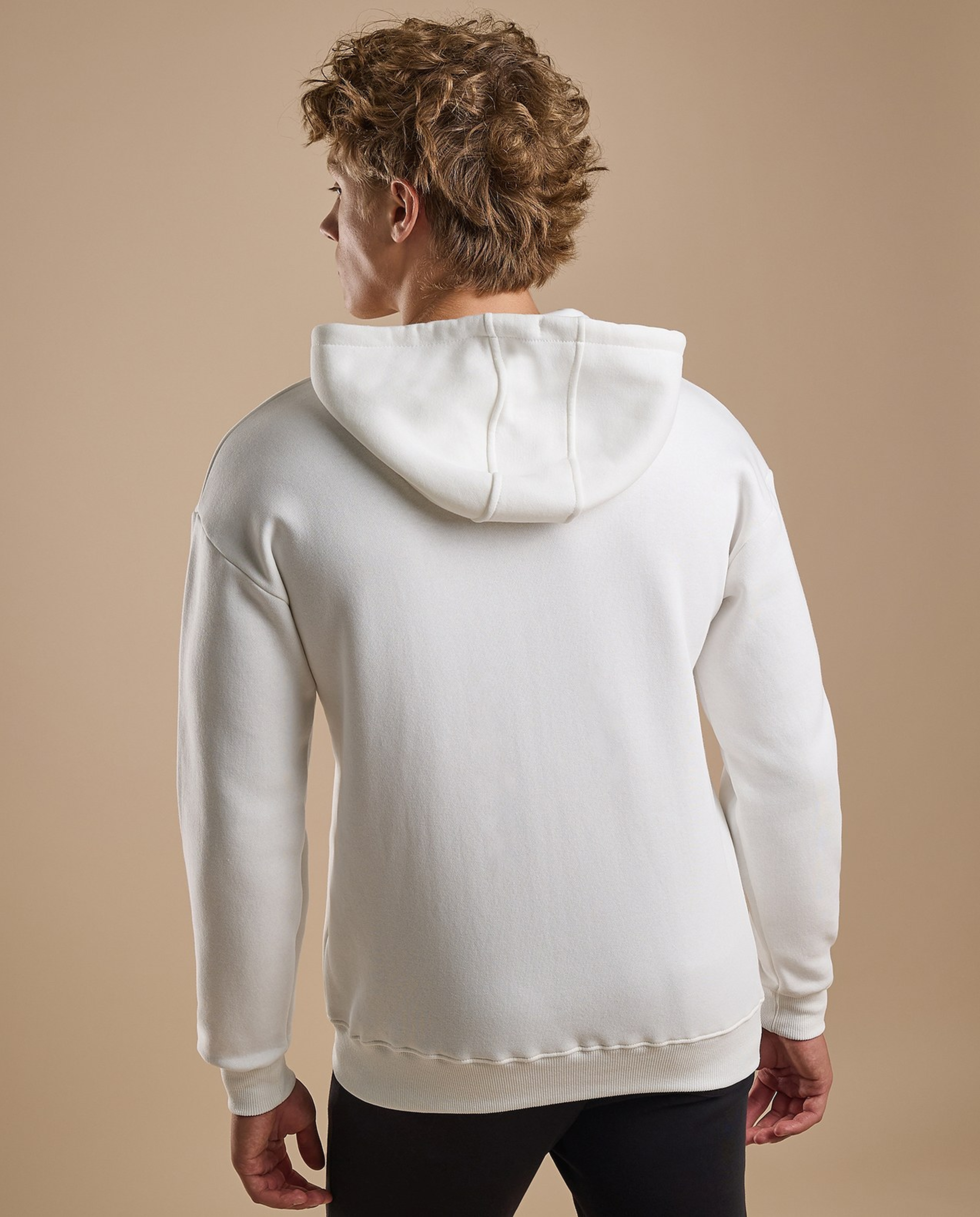 Solid Hooded Jacket with Zipper Closure