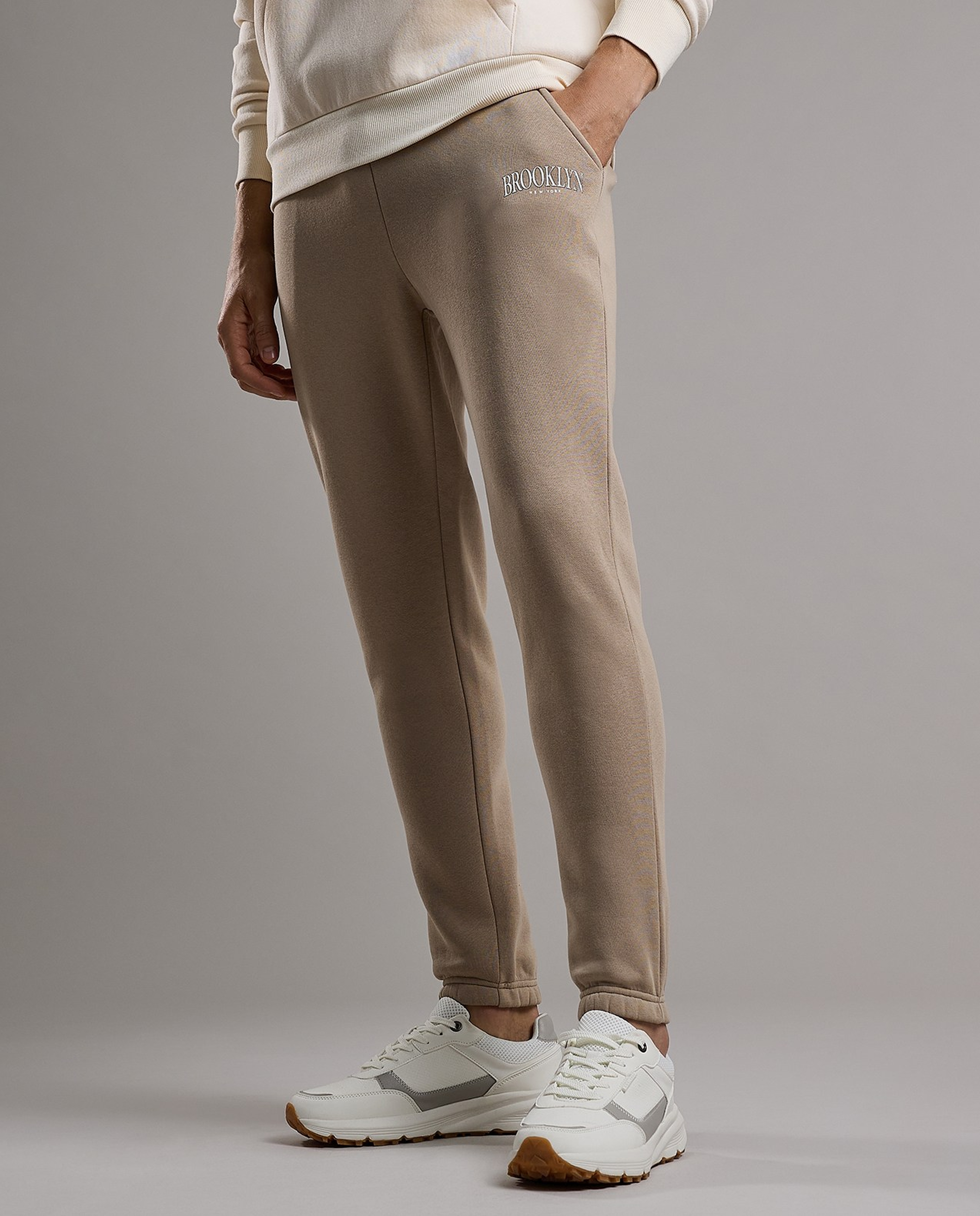 Embroidery Detail Joggers with Drawstring Waist