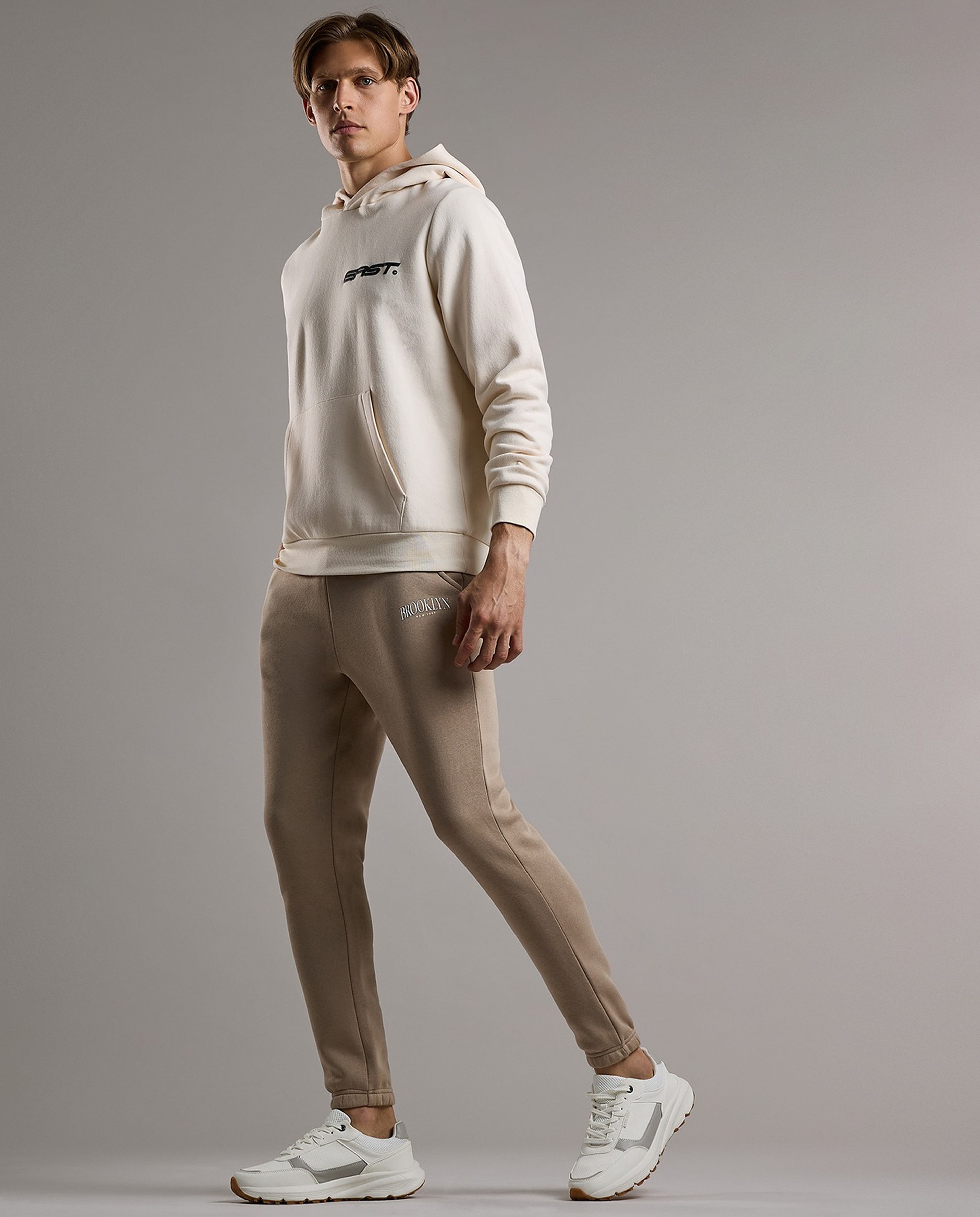 Embroidery Detail Joggers with Drawstring Waist