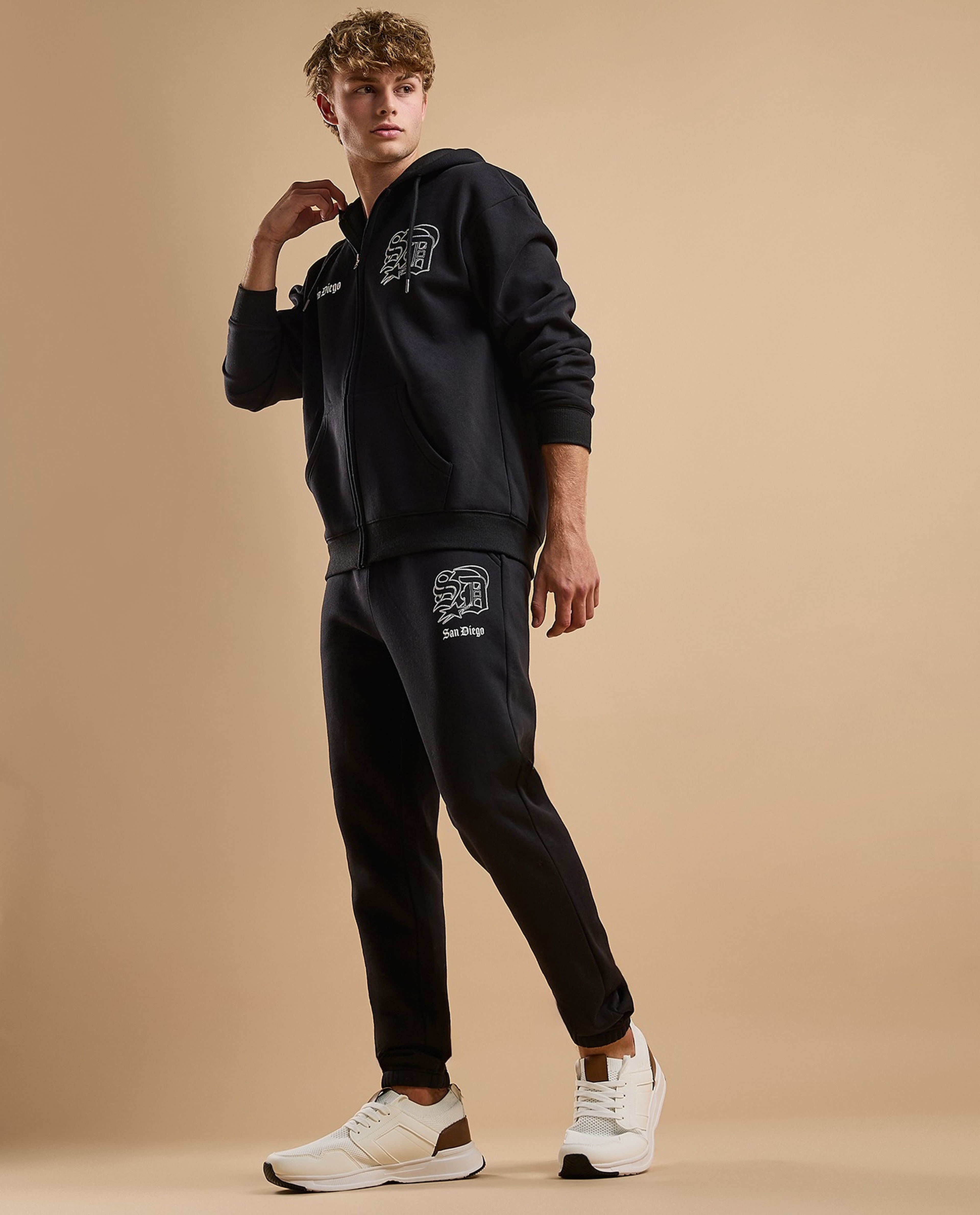 Printed Joggers with Drawstring Waist