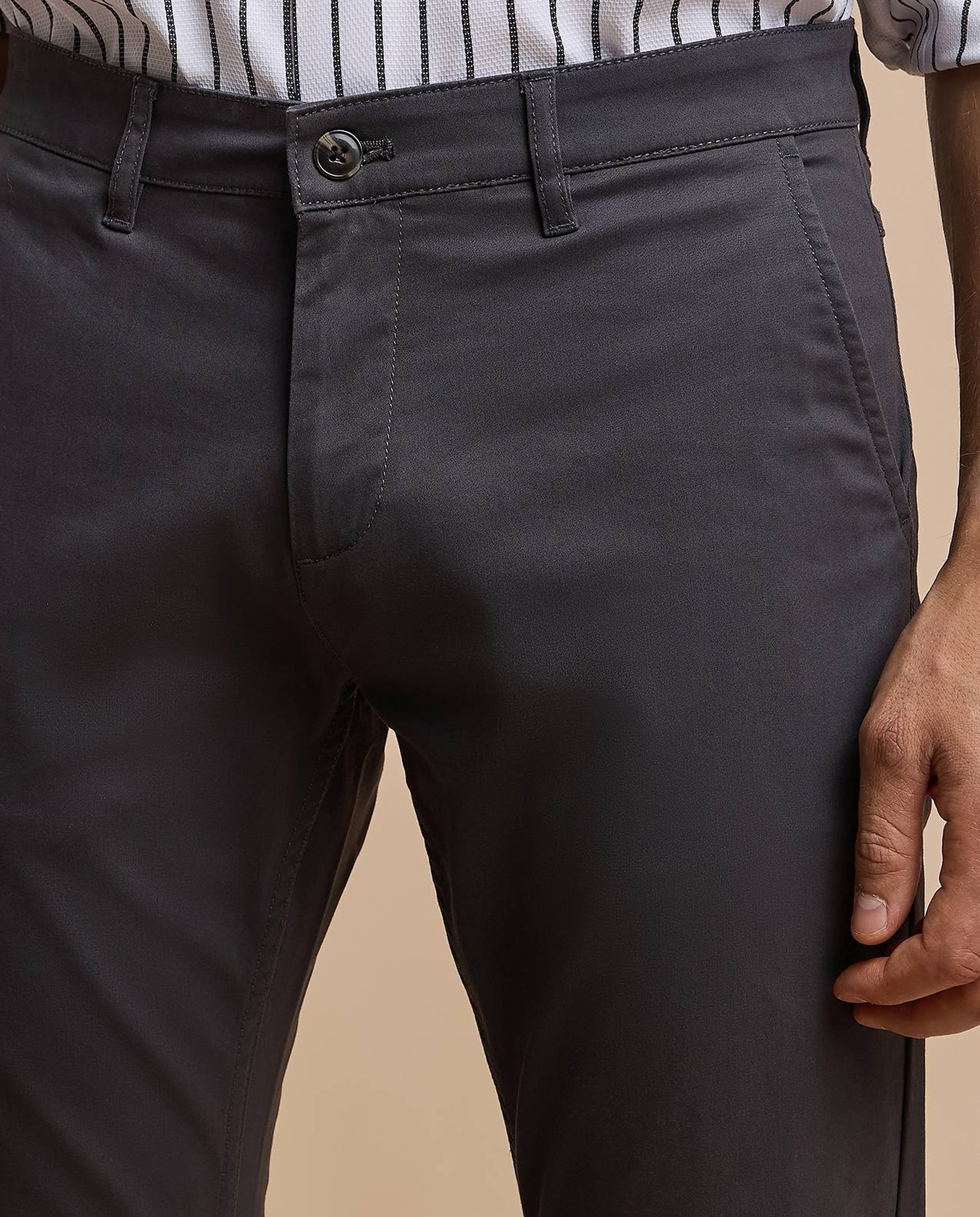 Solid Chinos with Button Closure