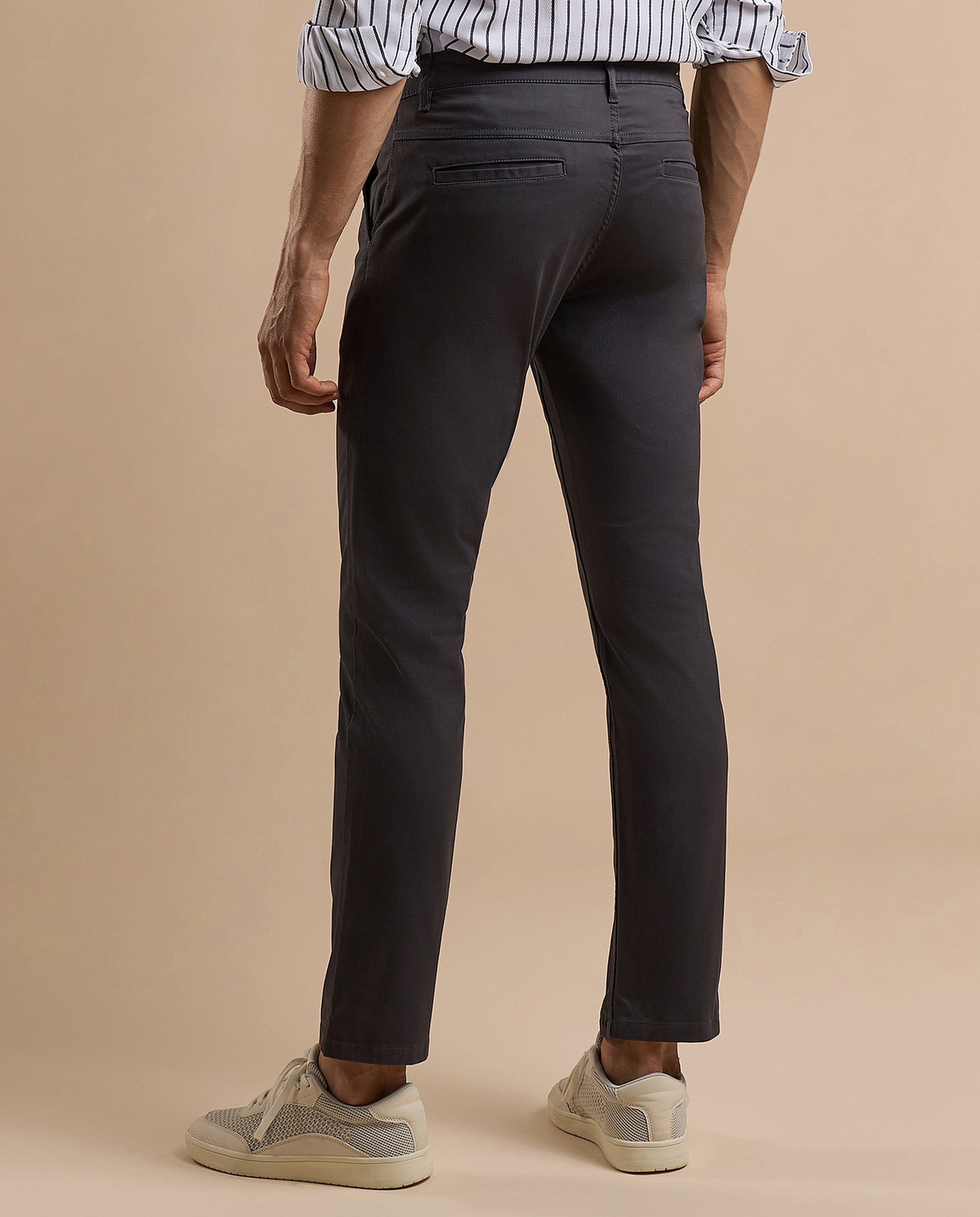 Solid Chinos with Button Closure