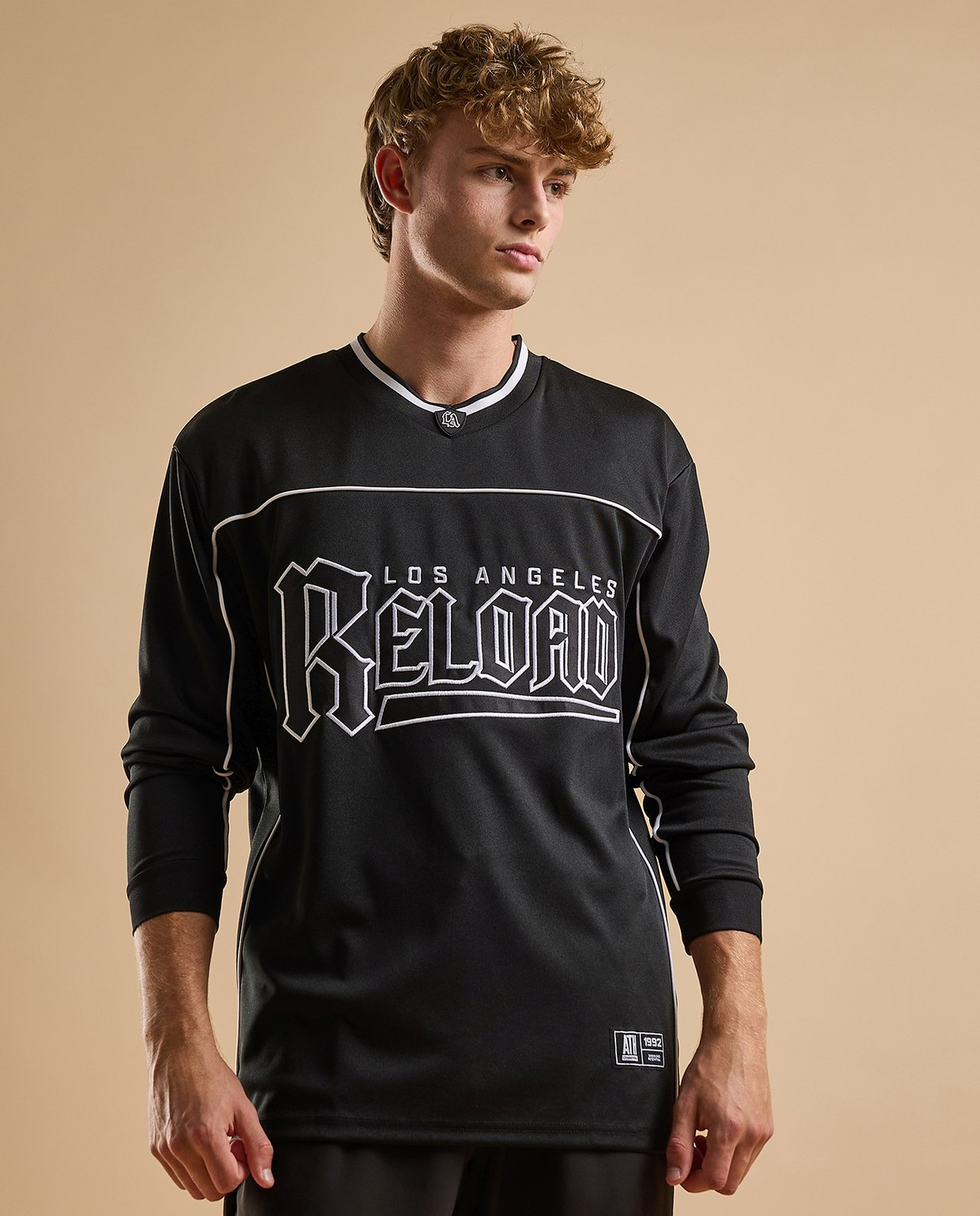 Typography Print T-Shirt with V-Neck and Short Sleeves