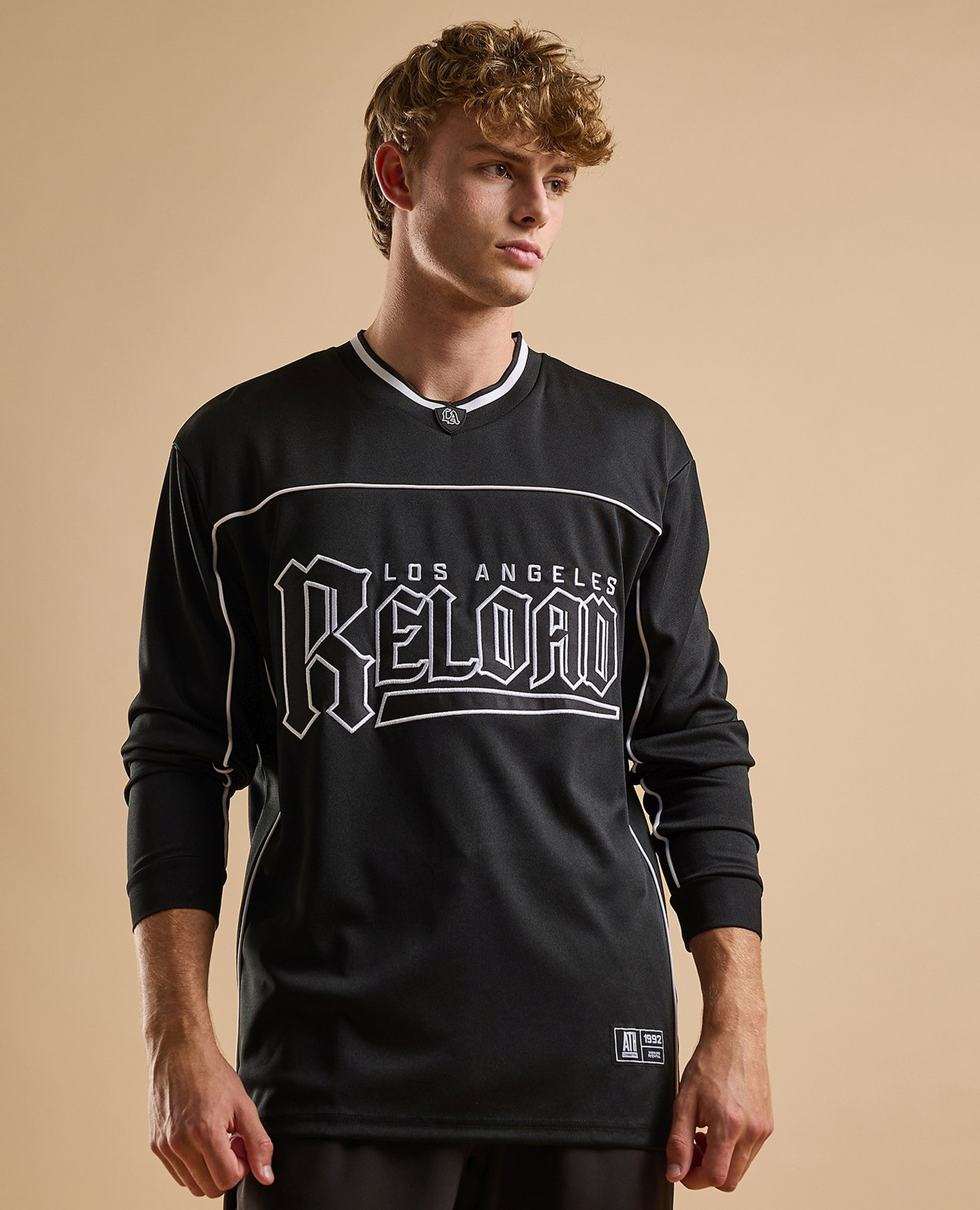 Typography Print T-Shirt with V-Neck and Short Sleeves