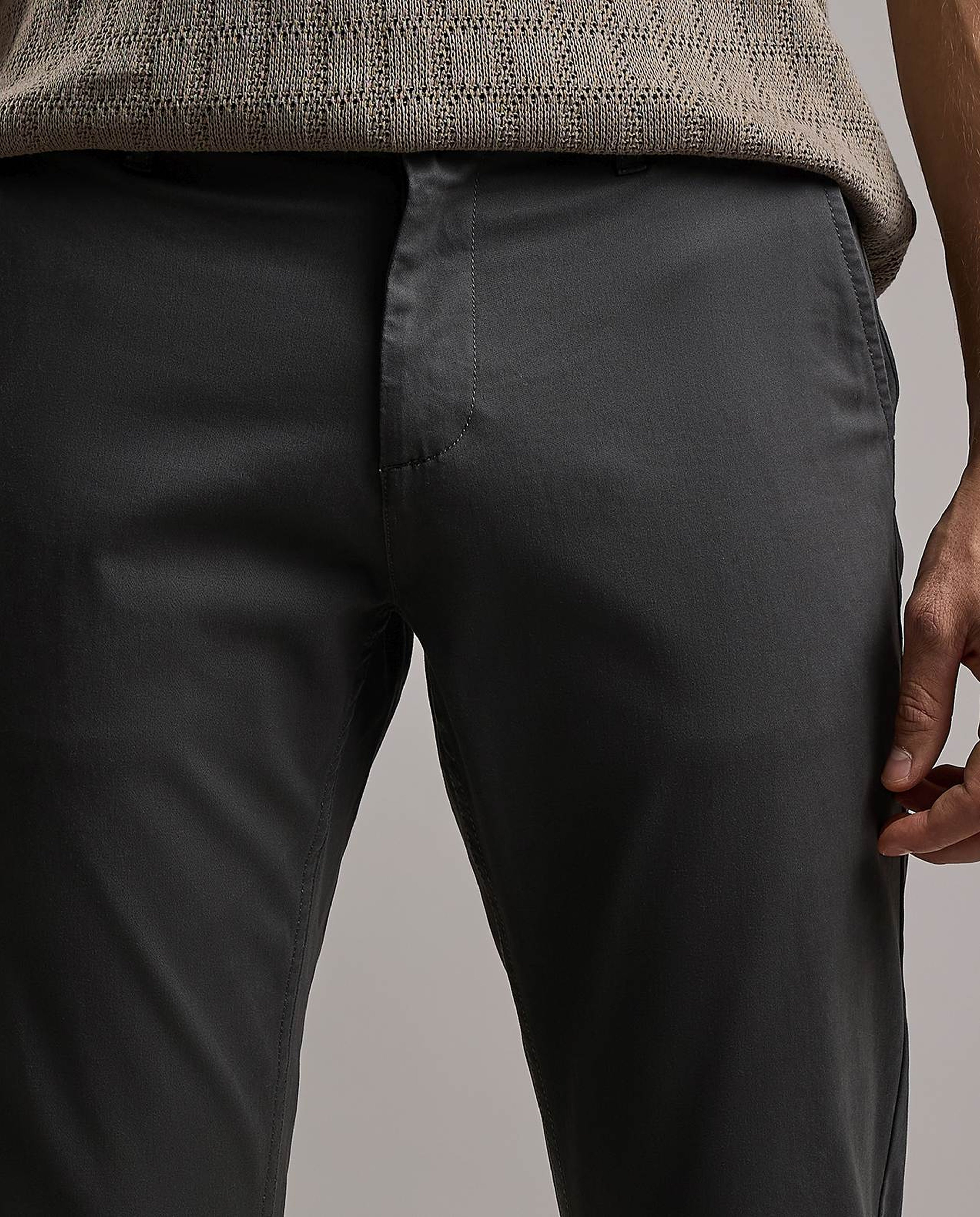 Solid Chinos with Button Closure