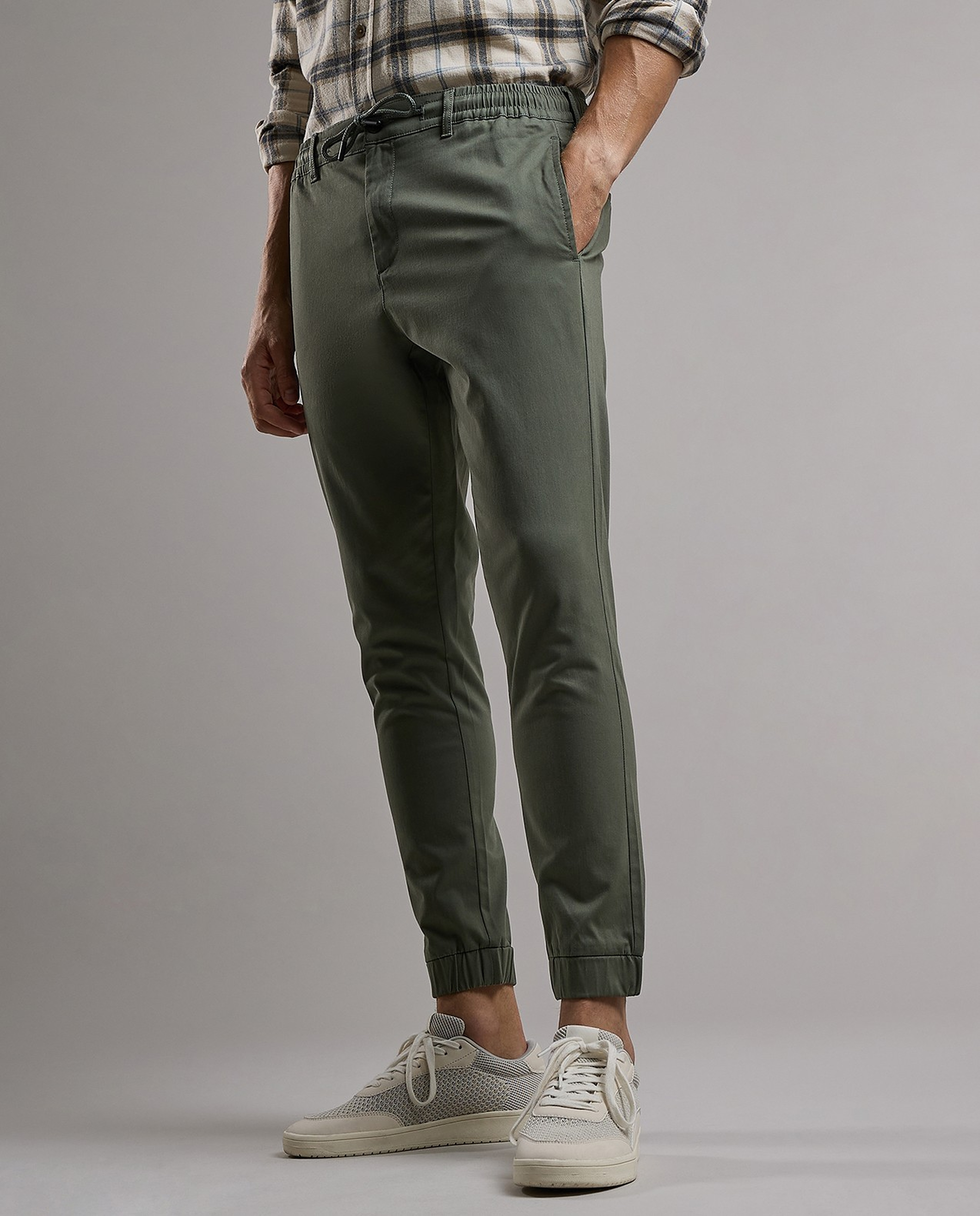 Solid Jogger Pants with Drawstring Waist