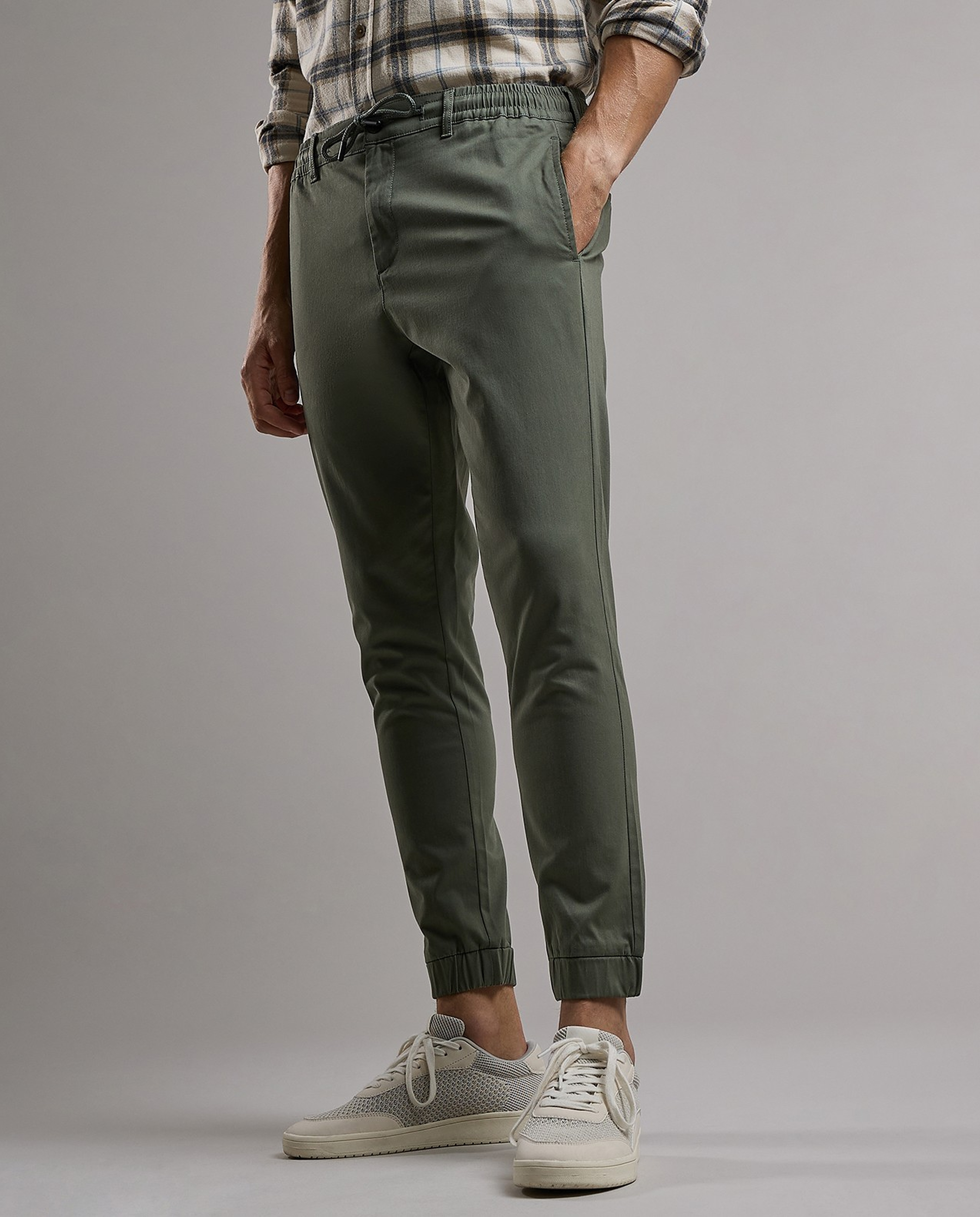 Solid Jogger Pants with Drawstring Waist
