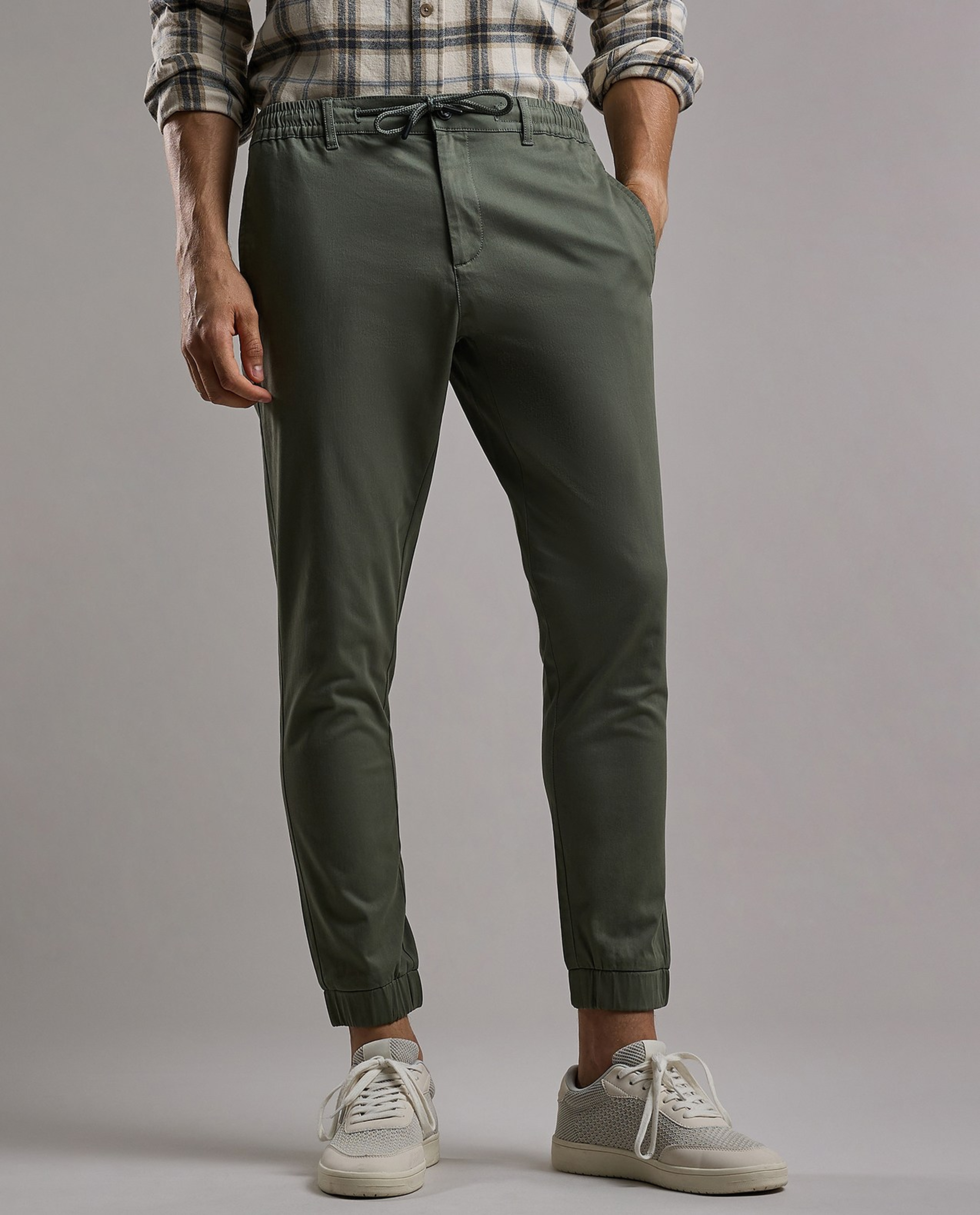 Solid Jogger Pants with Drawstring Waist