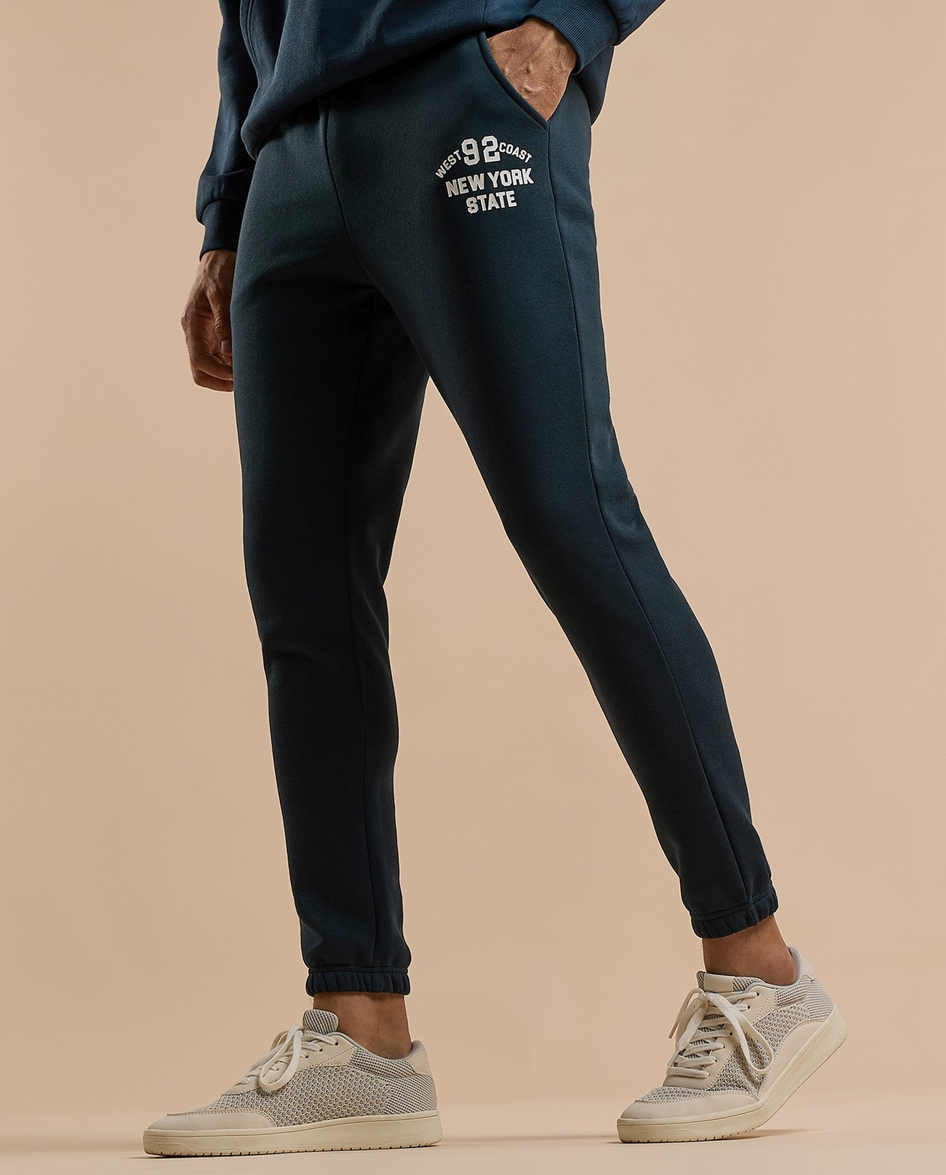 Embroidery Detail Joggers with Drawstring Waist