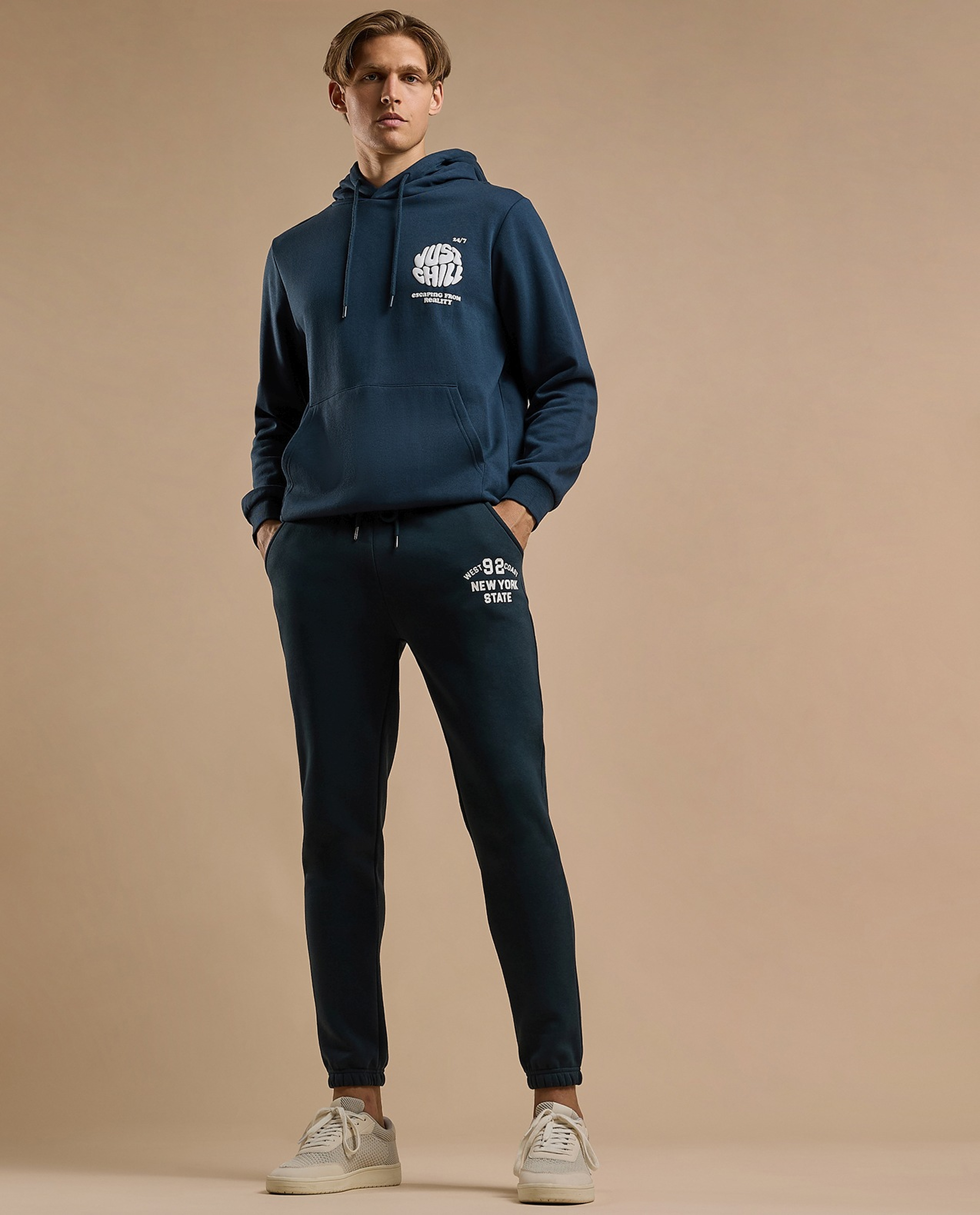 Embroidery Detail Joggers with Drawstring Waist