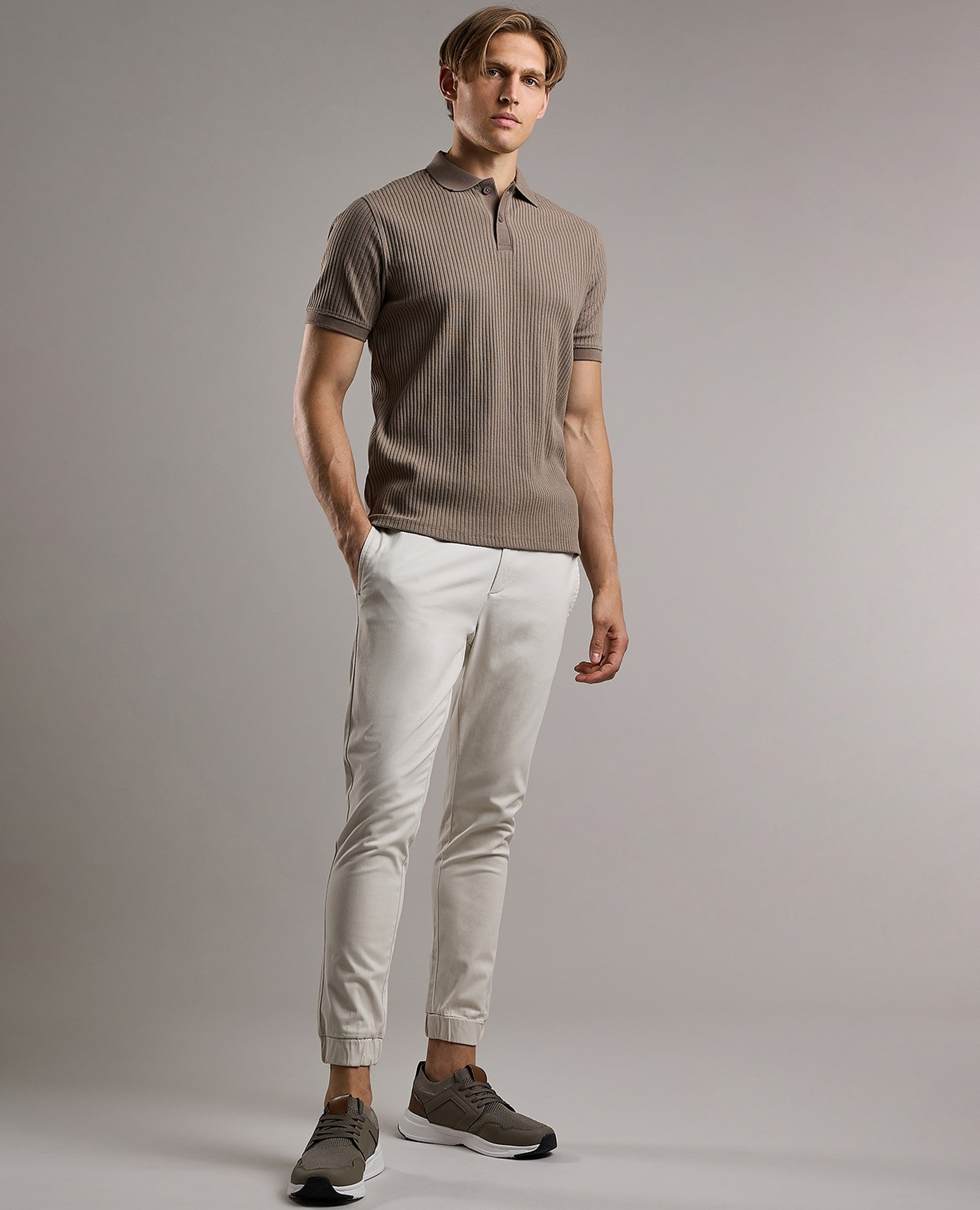 Solid Jogger Pants with Drawstring Waist