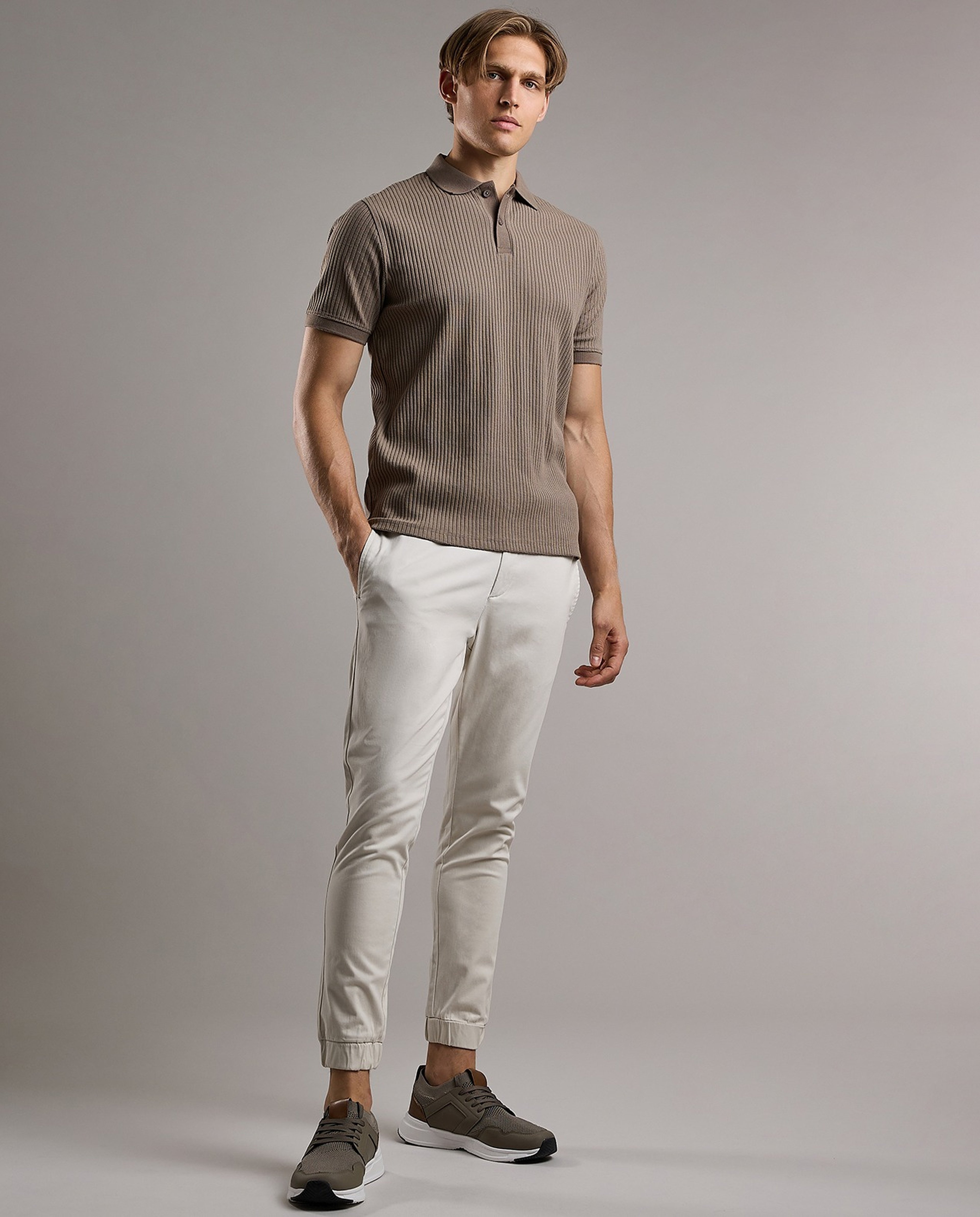 Solid Jogger Pants with Drawstring Waist