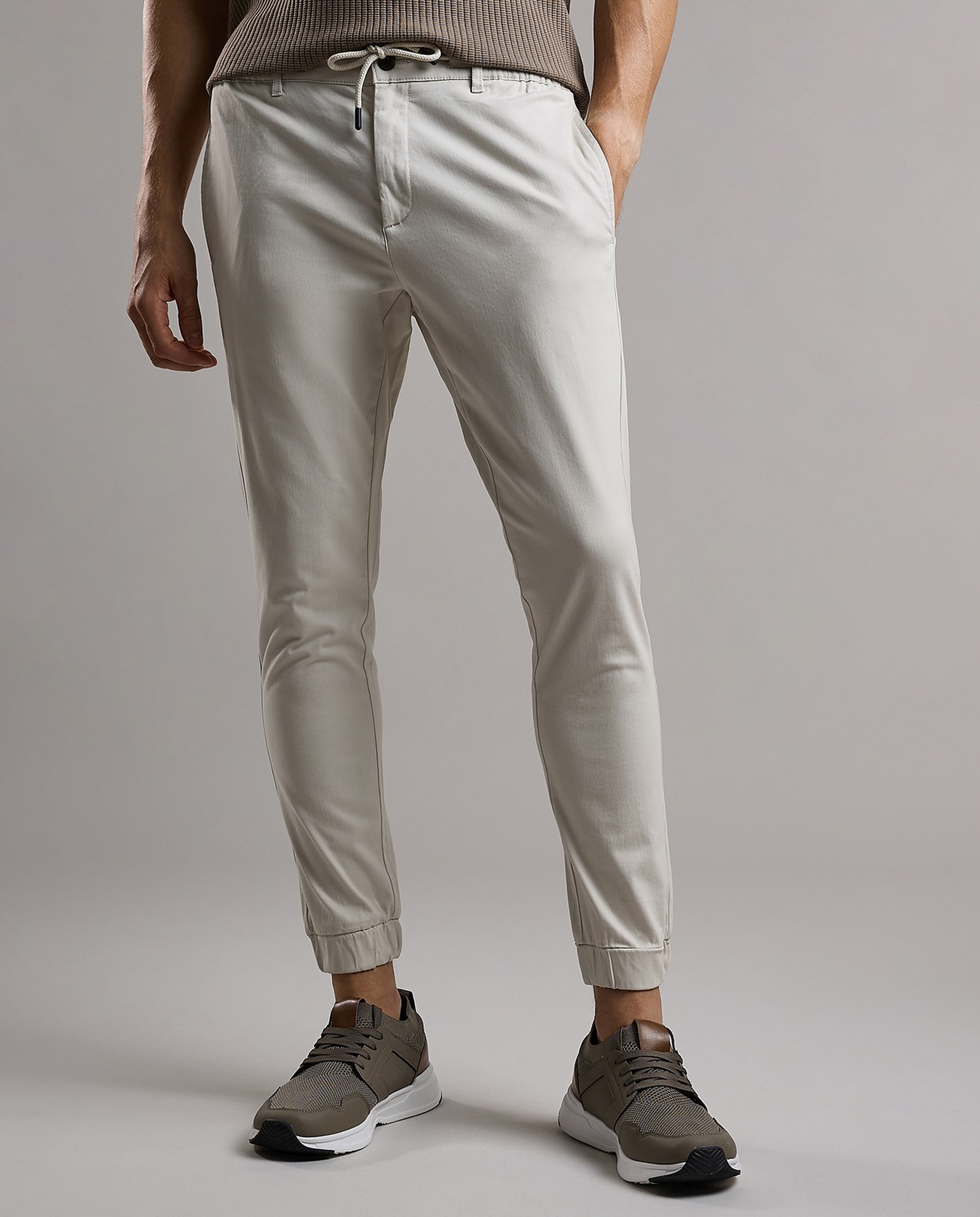 Solid Jogger Pants with Drawstring Waist