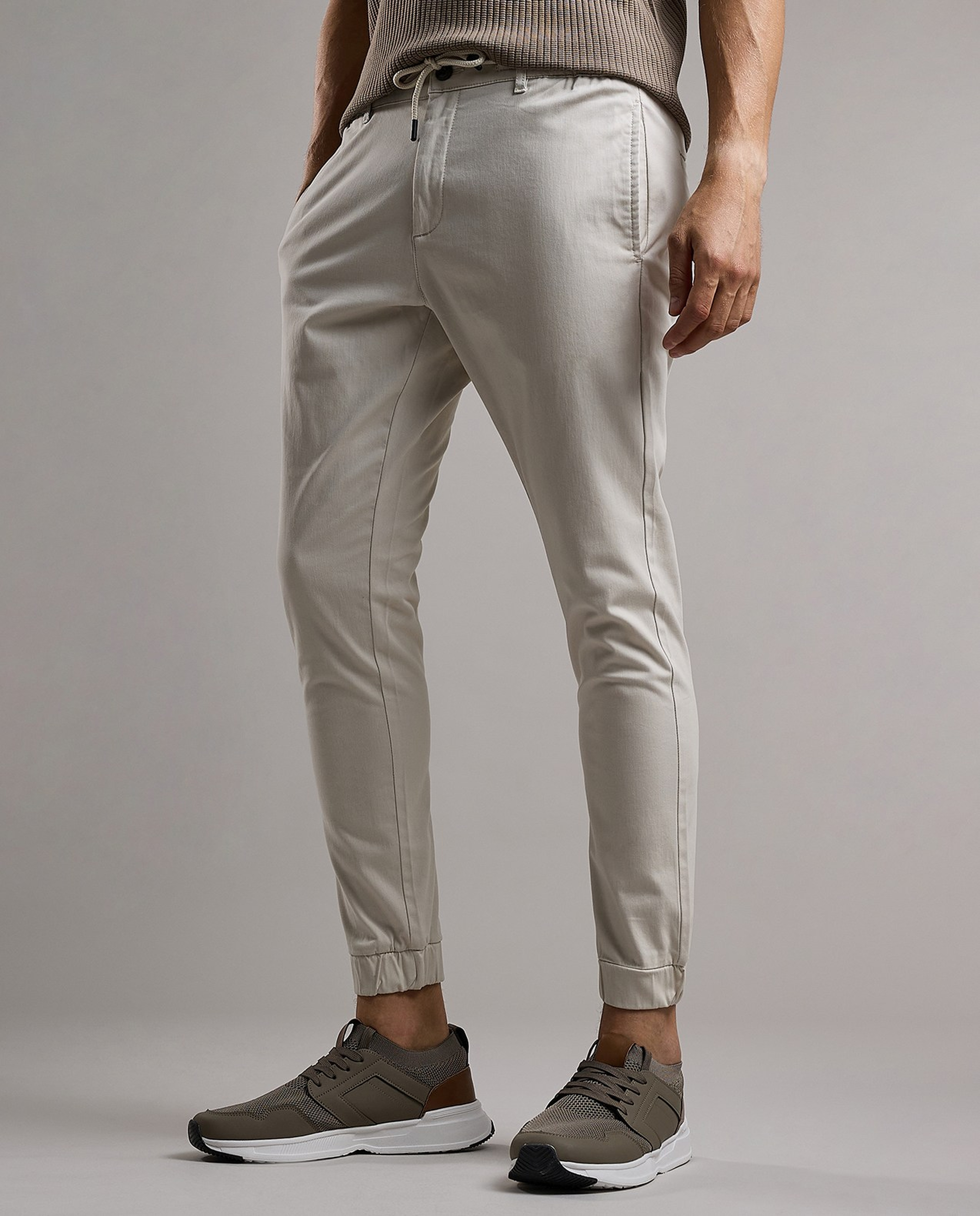 Solid Jogger Pants with Drawstring Waist