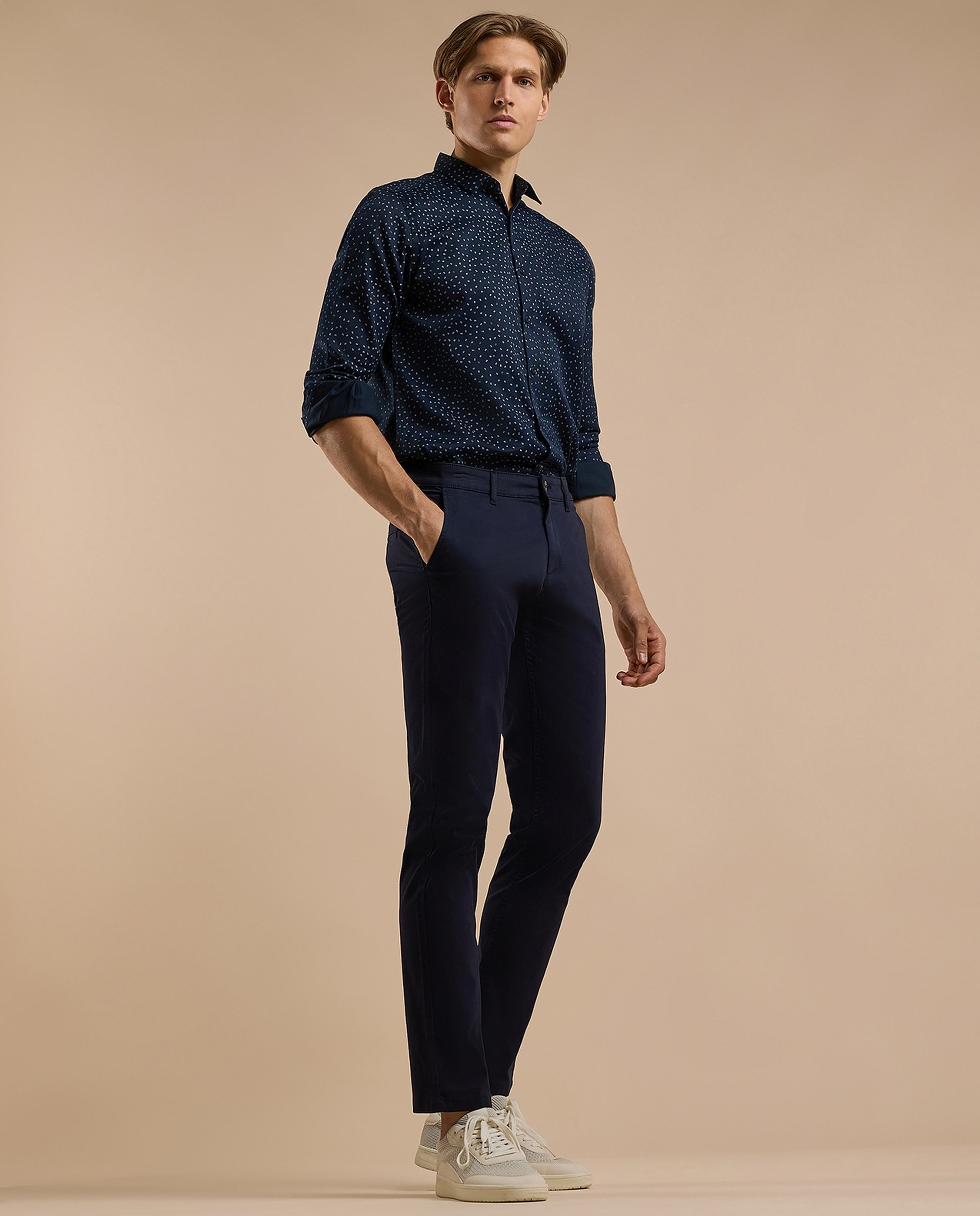 Solid Chinos with Button Closure