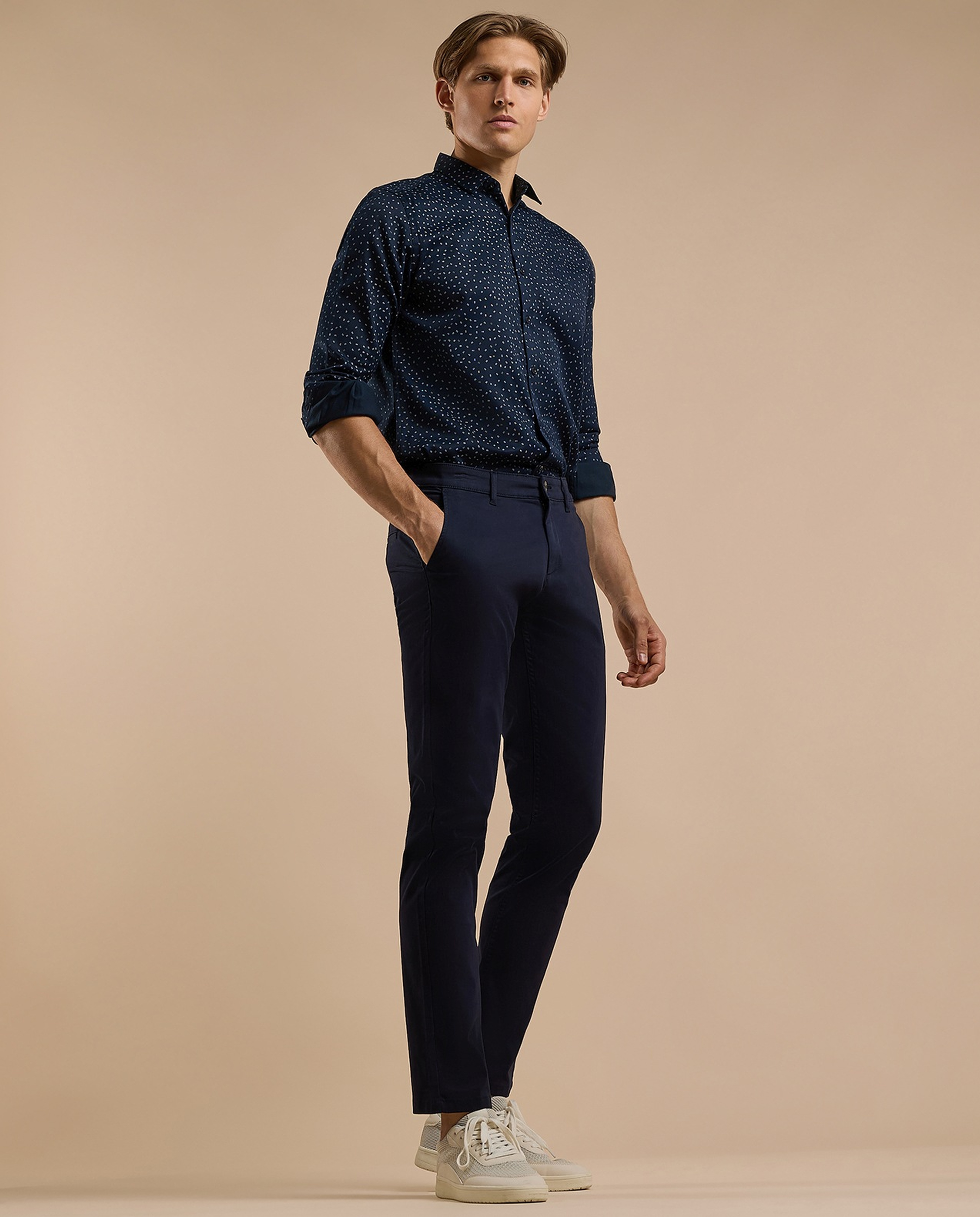 Solid Chinos with Button Closure