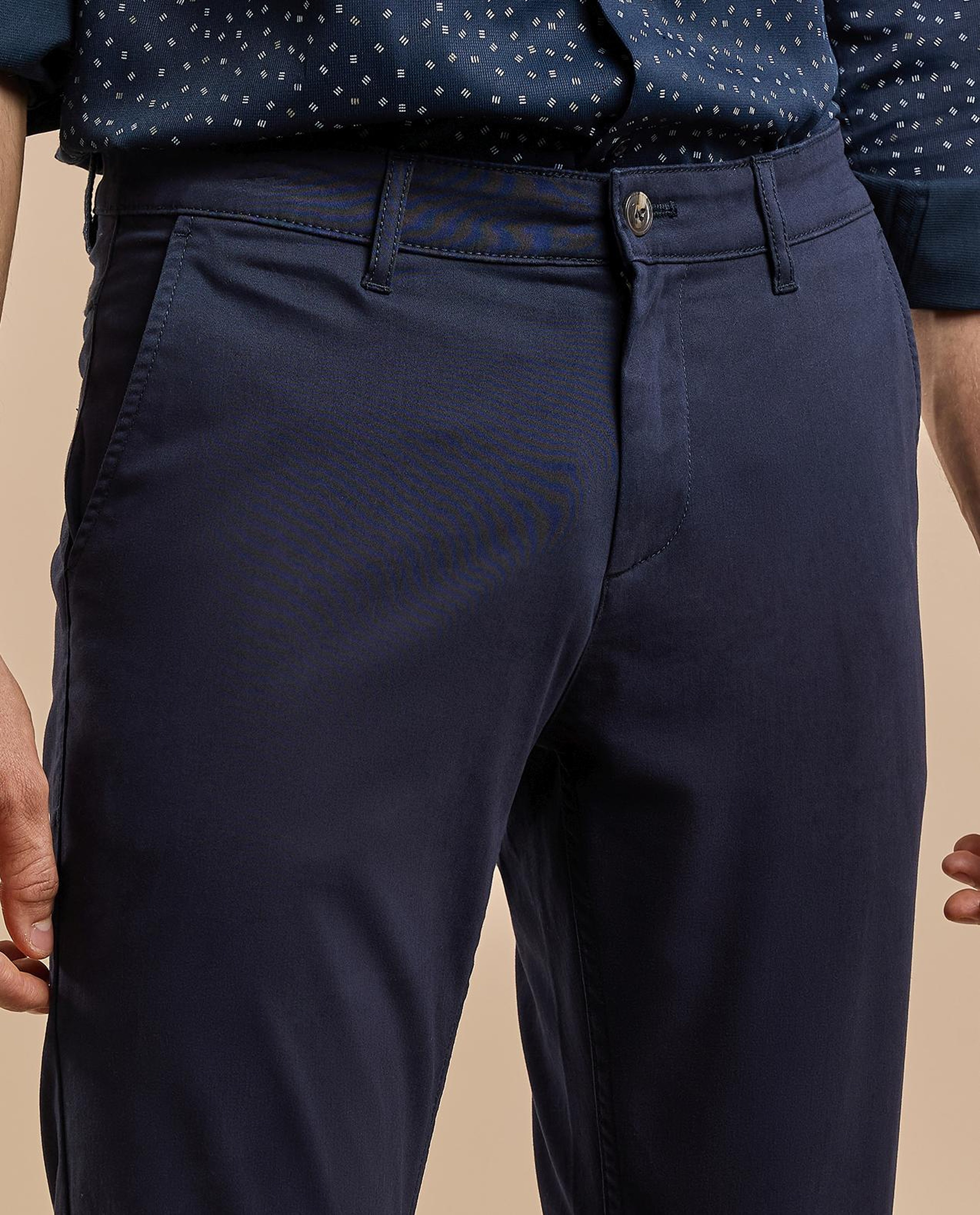 Solid Chinos with Button Closure