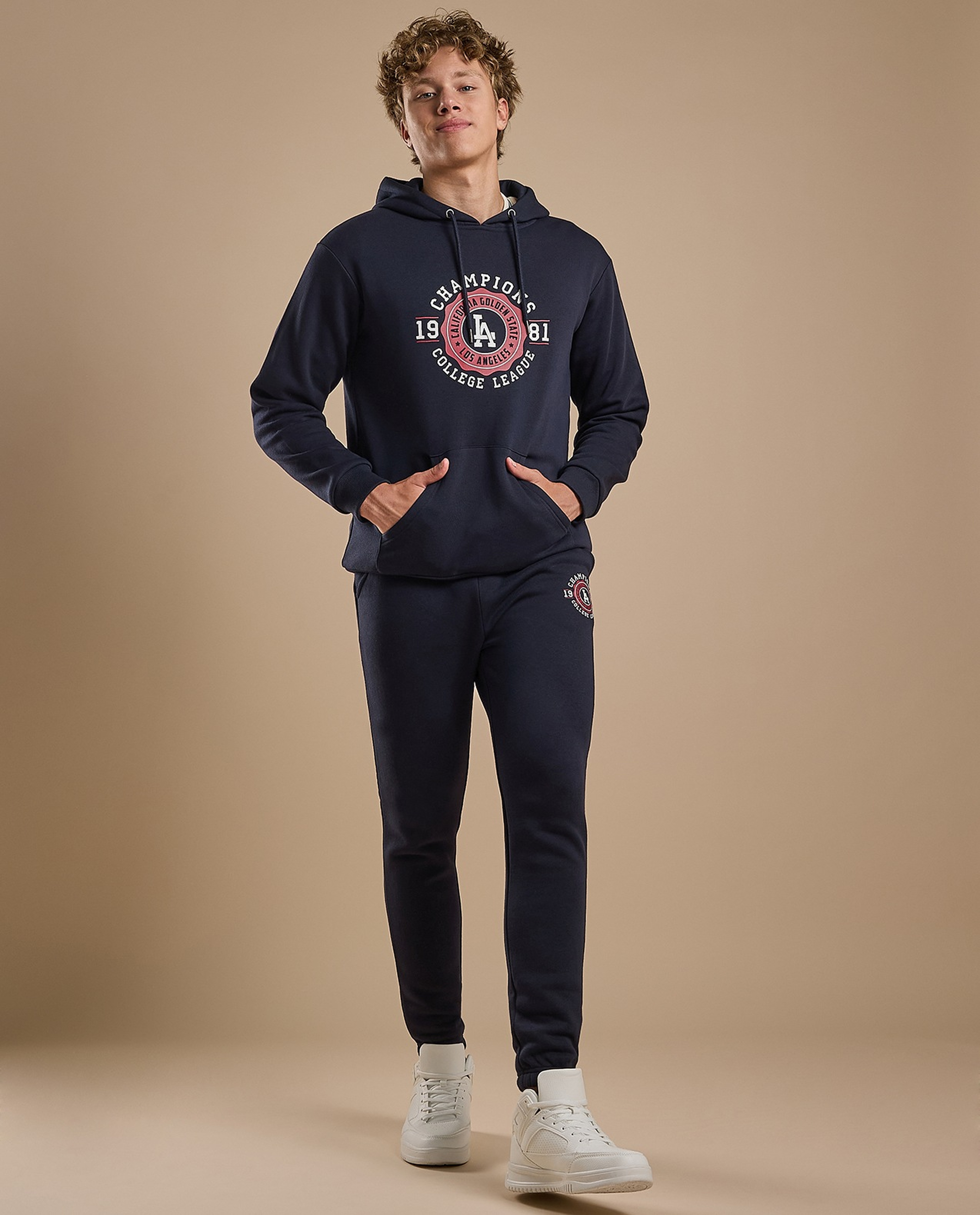 Printed Joggers with Drawstring Waist