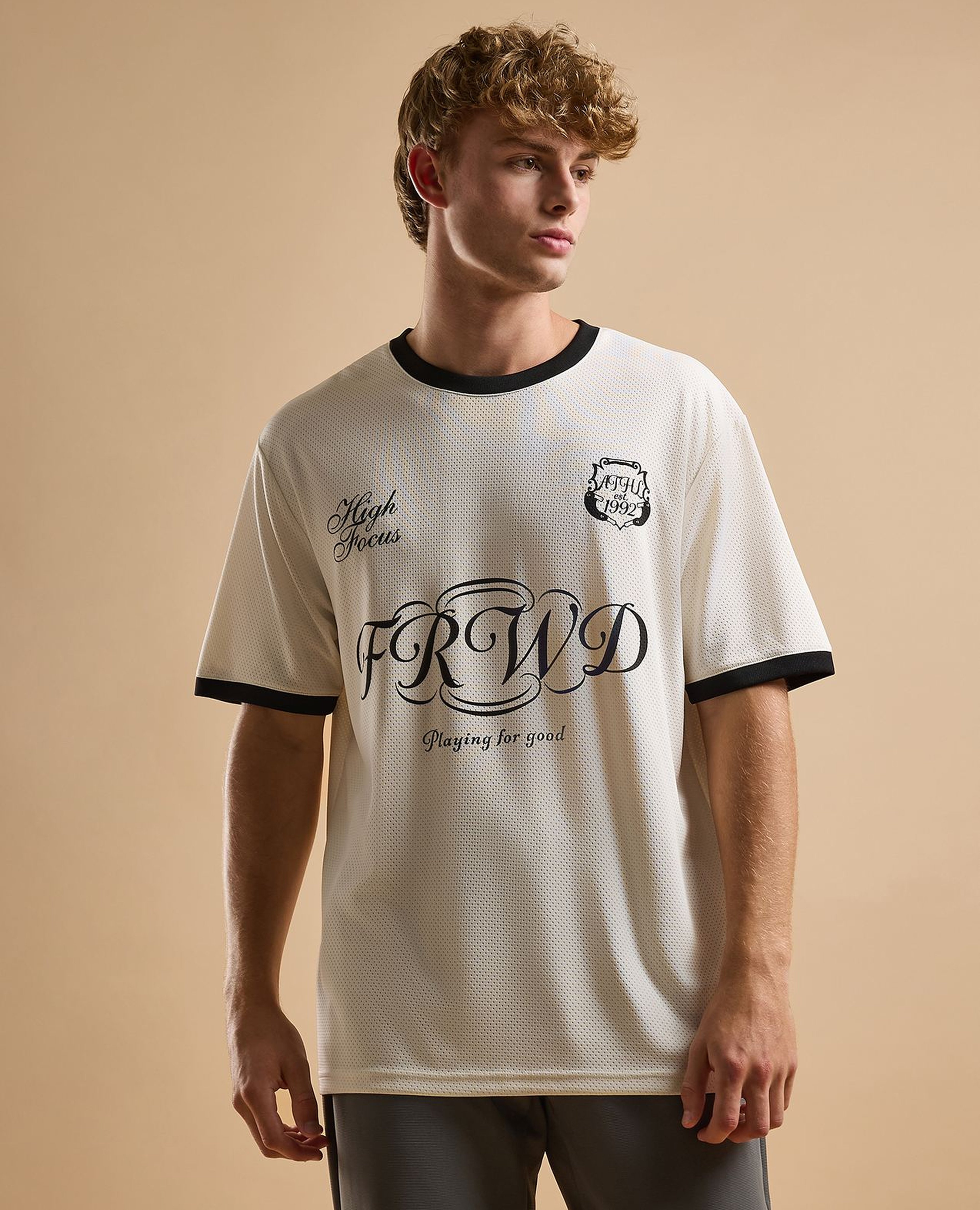 Typography Print T-Shirt with Crew Neck and Short Sleeves